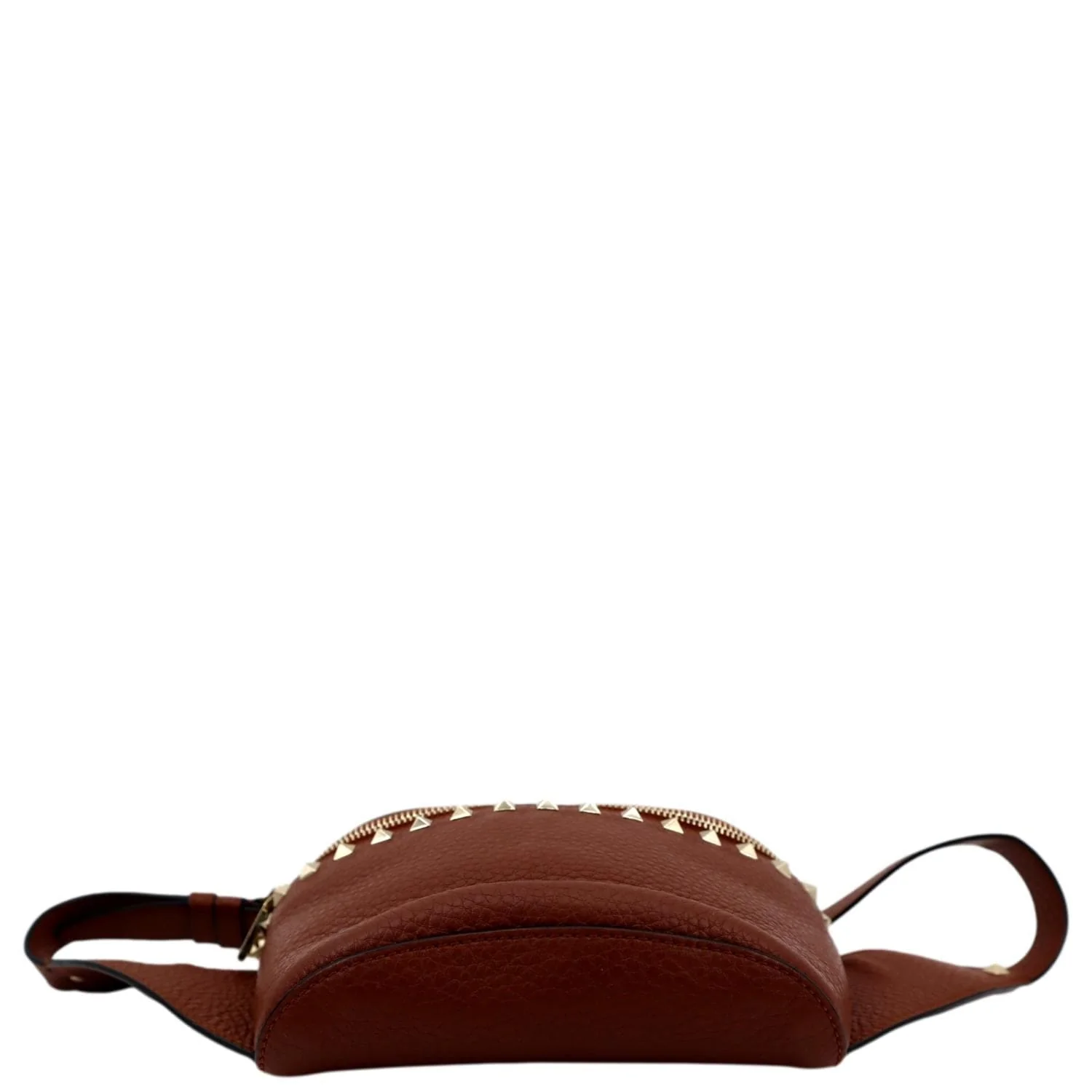VALENTINO Rockstud Leather Crossbody Belt Bag Bright Cognac - Image 11