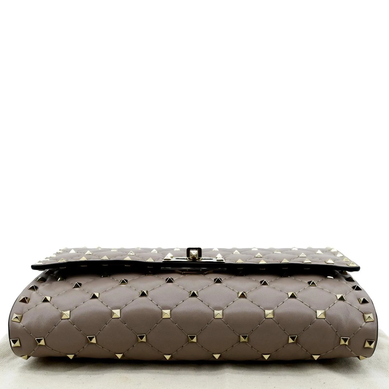 VALENTINO Rockstud Spike Quilted Leather Crossbody Chain Bag Poudre - Image 10