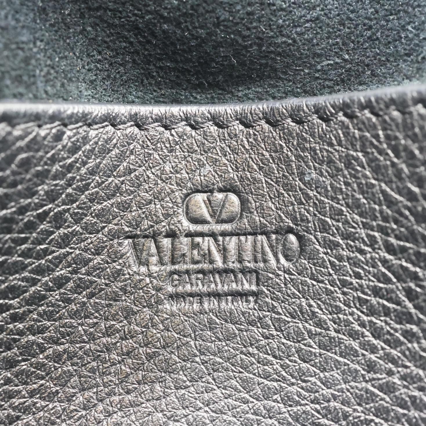VALENTINO Rockstud Flip Lock Small Grained Calfskin Leather Crossbody Bag Black - Image 11