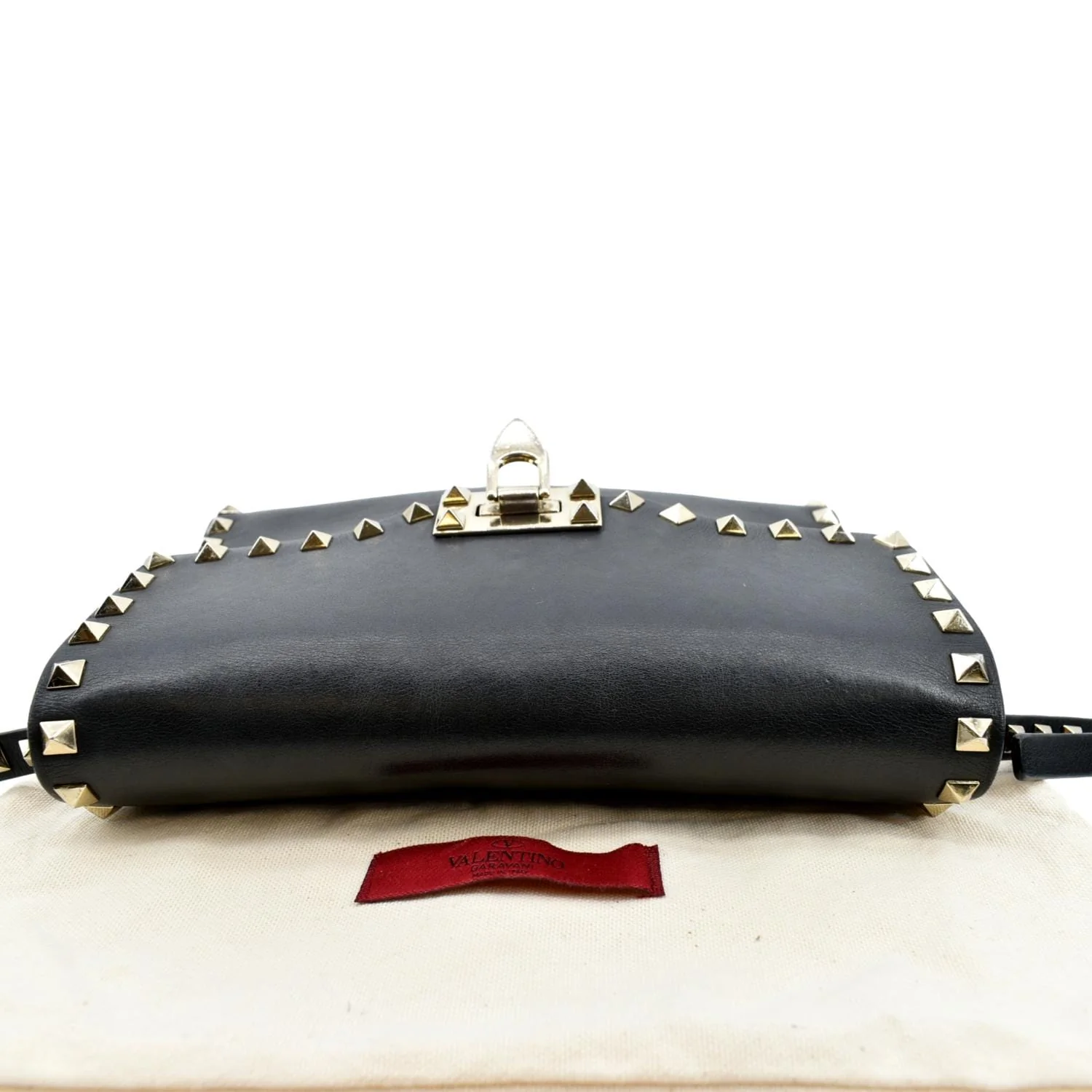 VALENTINO Rockstud Grainy Calfskin Leather Crossbody Bag Black - Image 4