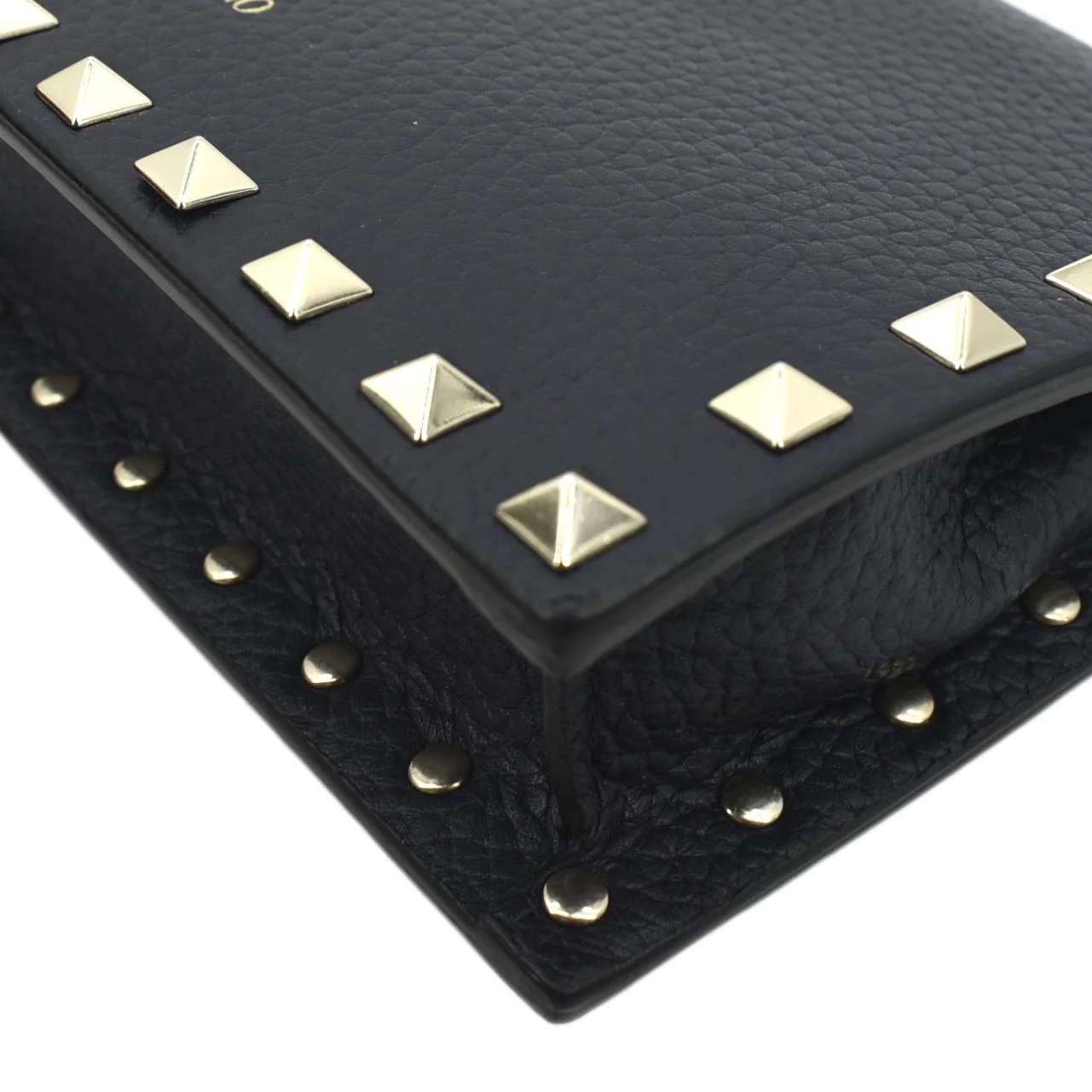 VALENTINO Garavani Rockstud Envelope Leather Chain Crossbody Bag Navy Blue - Image 8