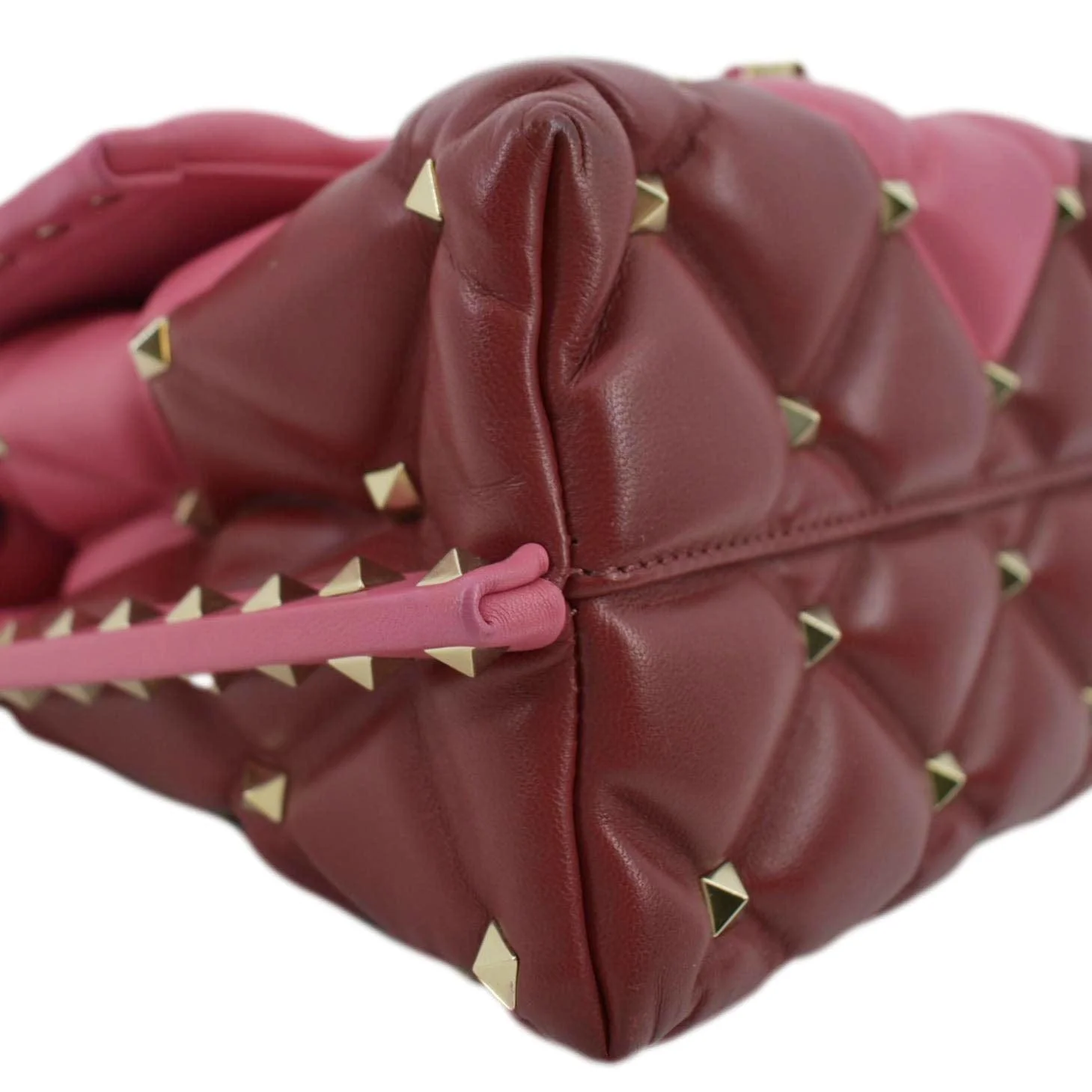 VALENTINO Rockstud Medium Candystud Leather Top Handle Shoulder Bag Pink - Image 7