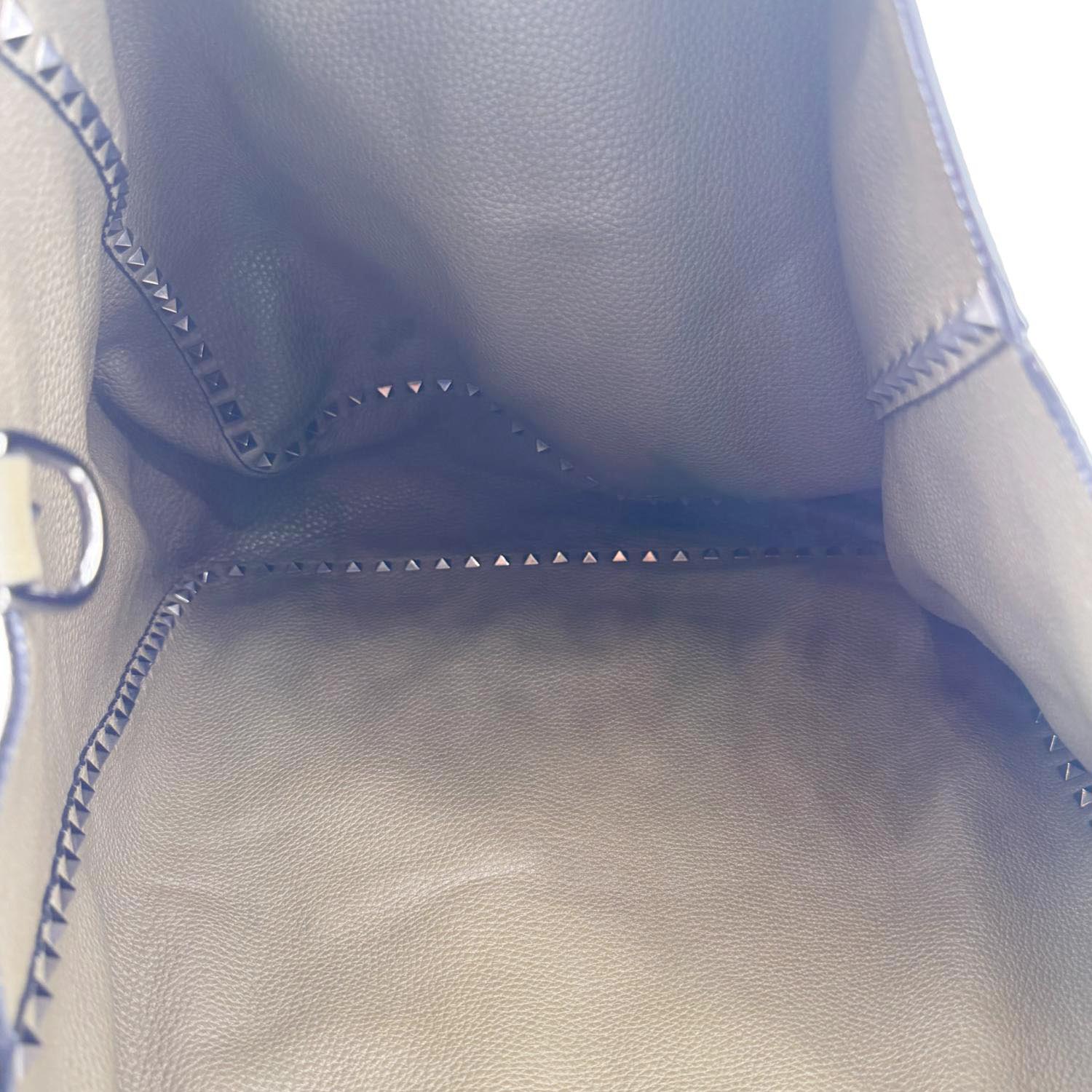 VALENTINO Rockstud Reversible Leather Tote Bag Burgundy - Image 14