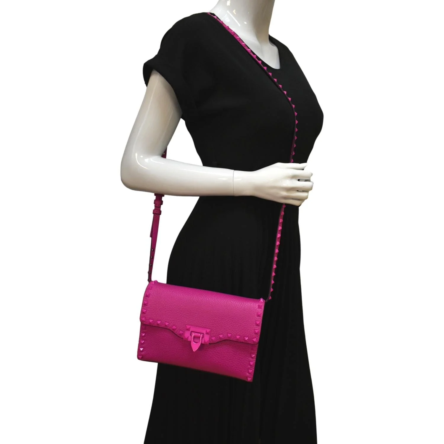 VALENTINO Garavani Small Rockstud Flap Leather Crossbody Bag Rose Violet - Image 2