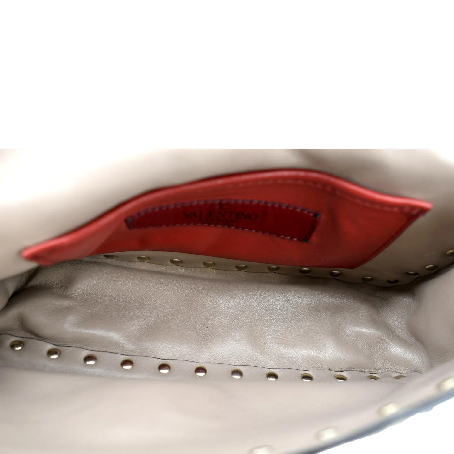 VALENTINO Rockstud Spike Quilted Leather Top Handle Crossbody Bag Poudre - Image 10