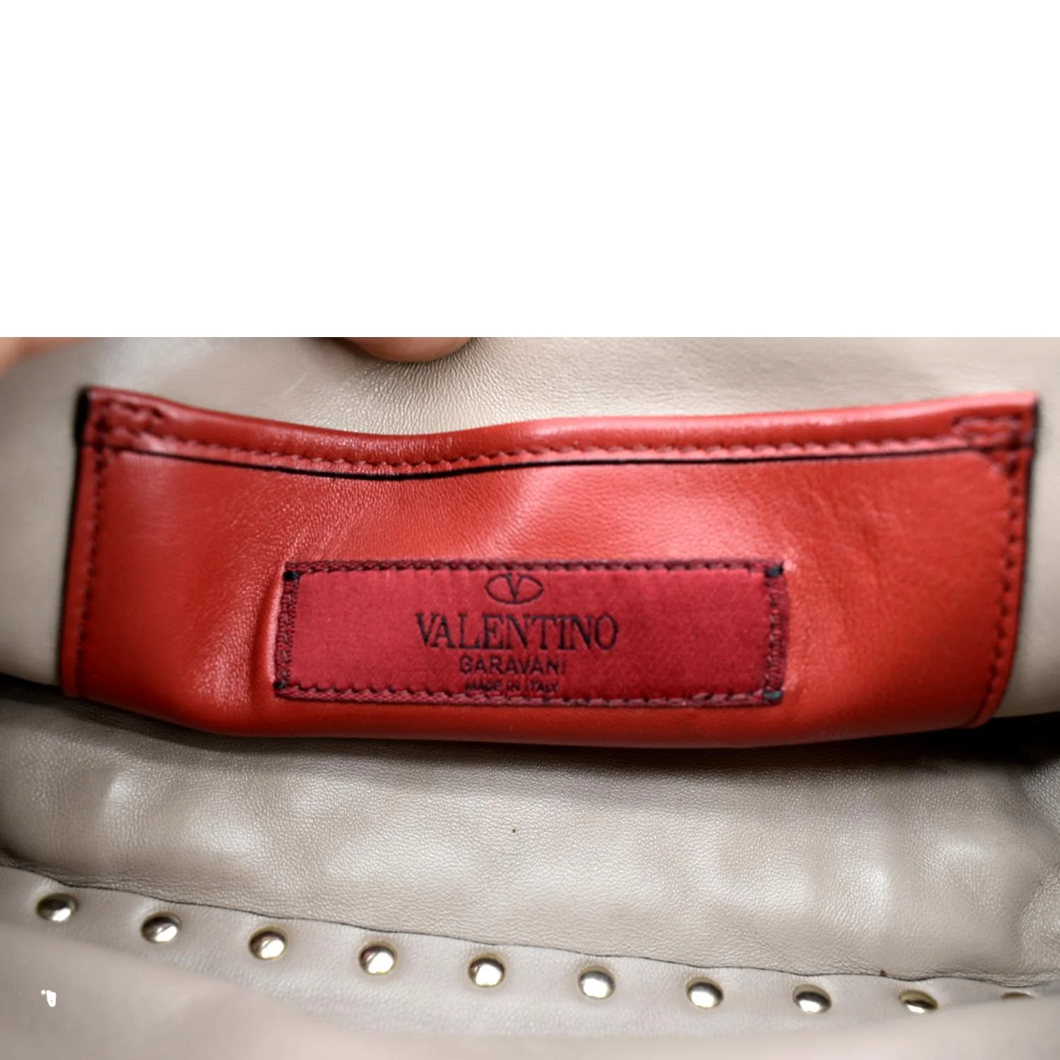 VALENTINO Rockstud Spike Quilted Leather Top Handle Crossbody Bag Poudre - Image 11