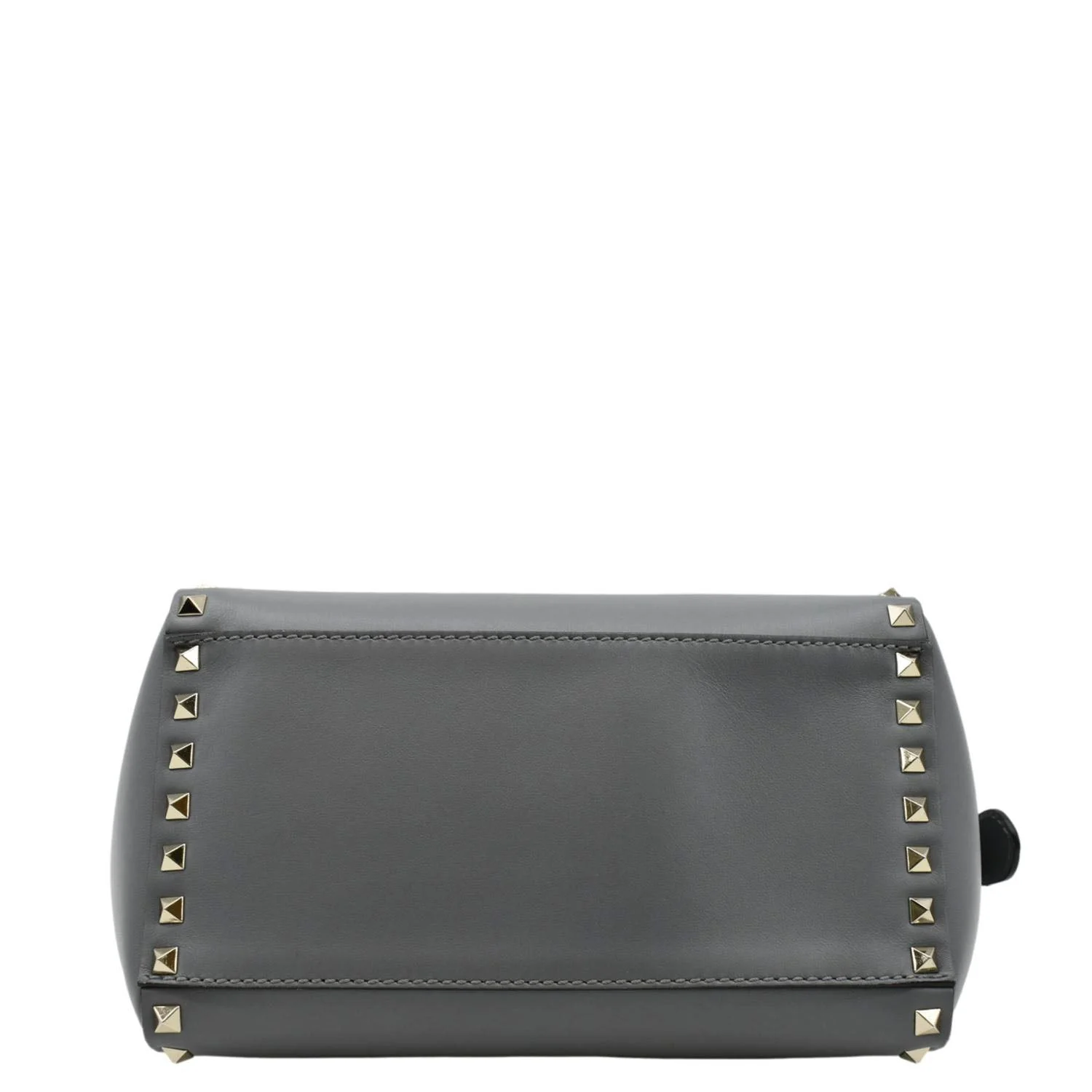 VALENTINO GARAVANI Rockstud Medium Leather Top Handle Shoulder Bag Dark Grey - Image 9