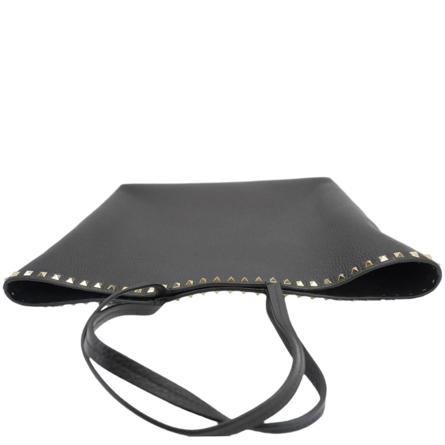 VALENTINO Garavani Rockstud Textured Leather Shopping Tote Bag Black - Image 5