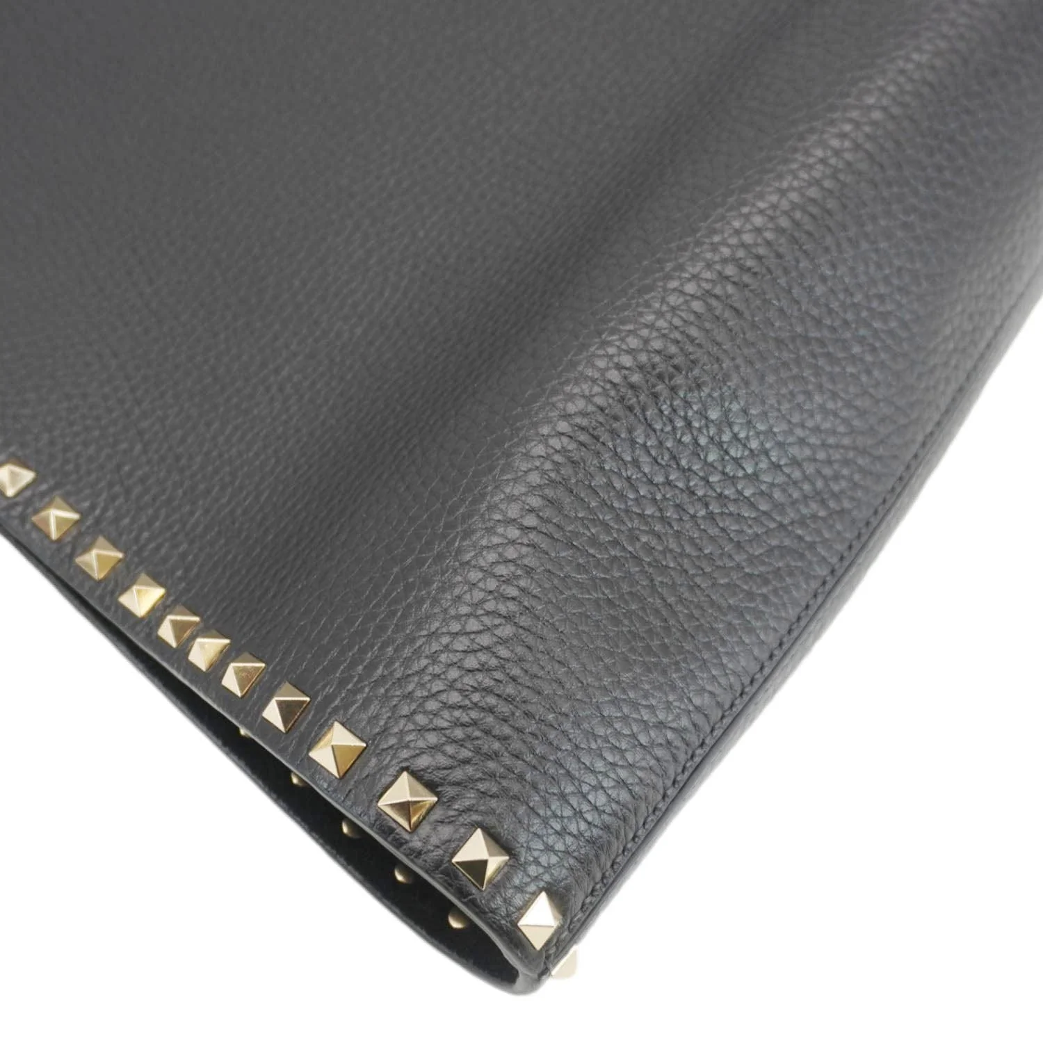 VALENTINO Garavani Rockstud Textured Leather Shopping Tote Bag Black - Image 7