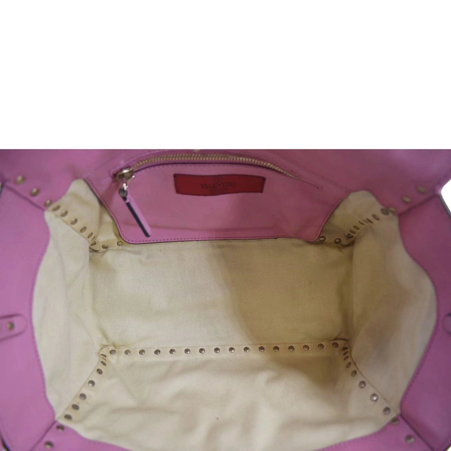 VALENTINO Trapeze Garavani Rockstud Leather Shopping Tote Bag Pink - Image 10