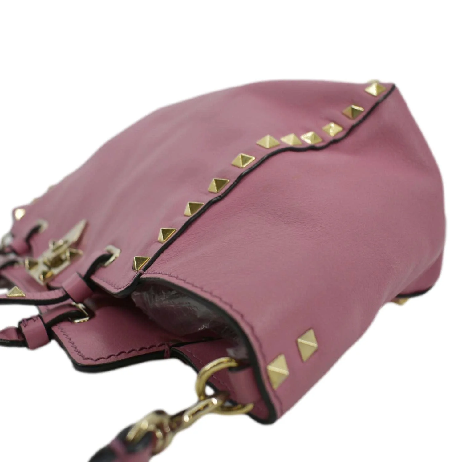 VALENTINO Trapeze Garavani Rockstud Leather Shopping Tote Bag Pink - Image 6