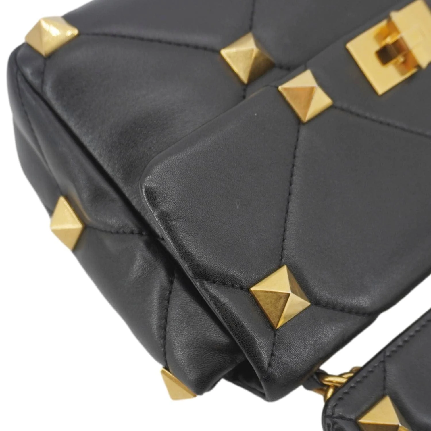 VALENTINO Garavani Roman Stud Medium Leather Crossbody Bag Black - Image 6