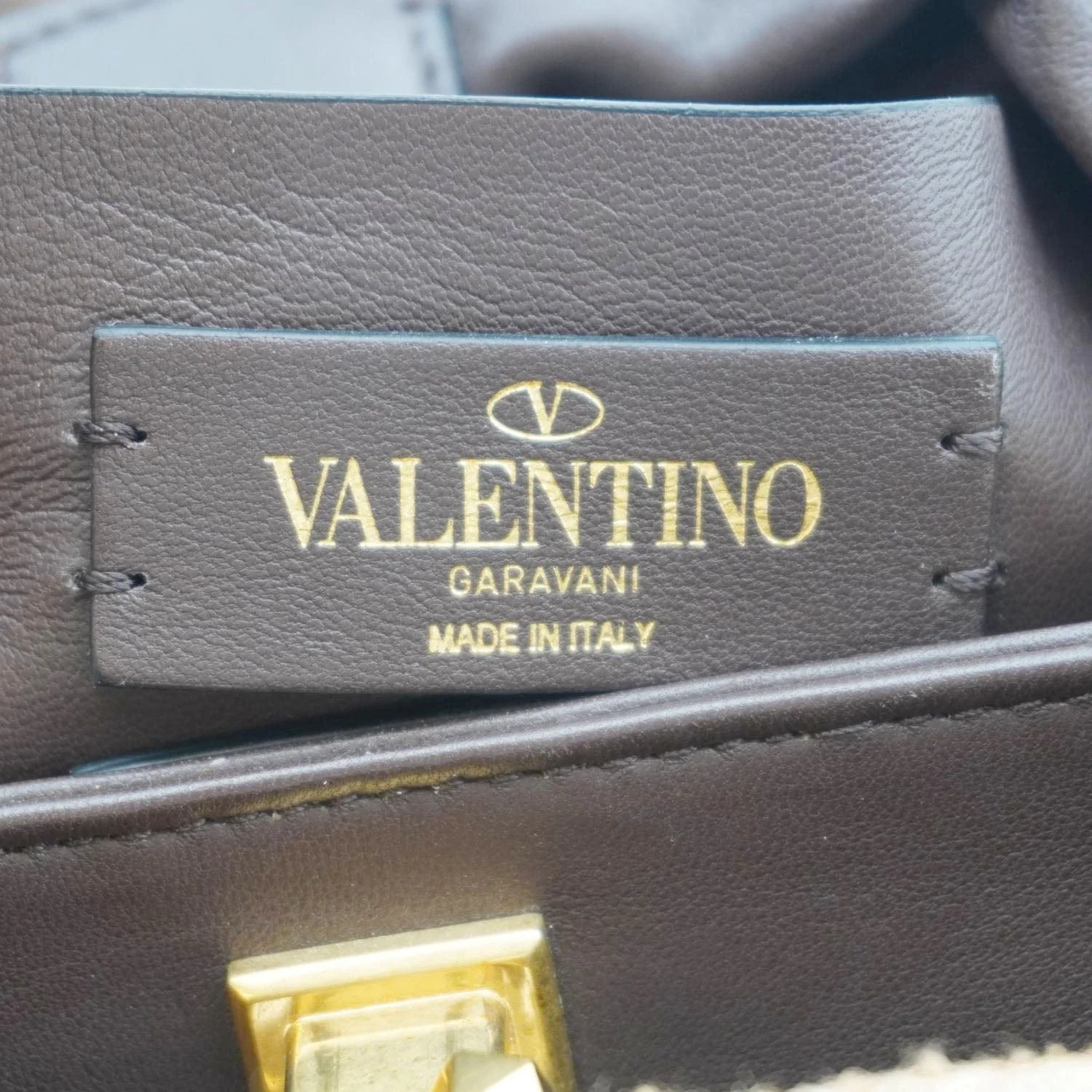 VALENTINO Roman Stud Vintage Tiger Print Top Handle Shoulder Bag Sand Gold - Image 15