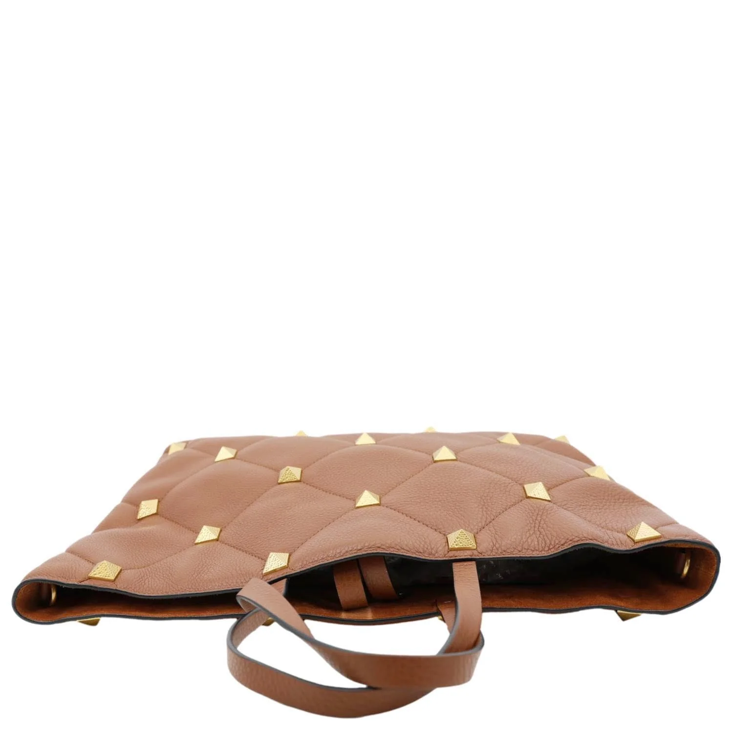 VALENTINO Roman Stud Large Leather Tote Bag Saddle Brown - Image 5