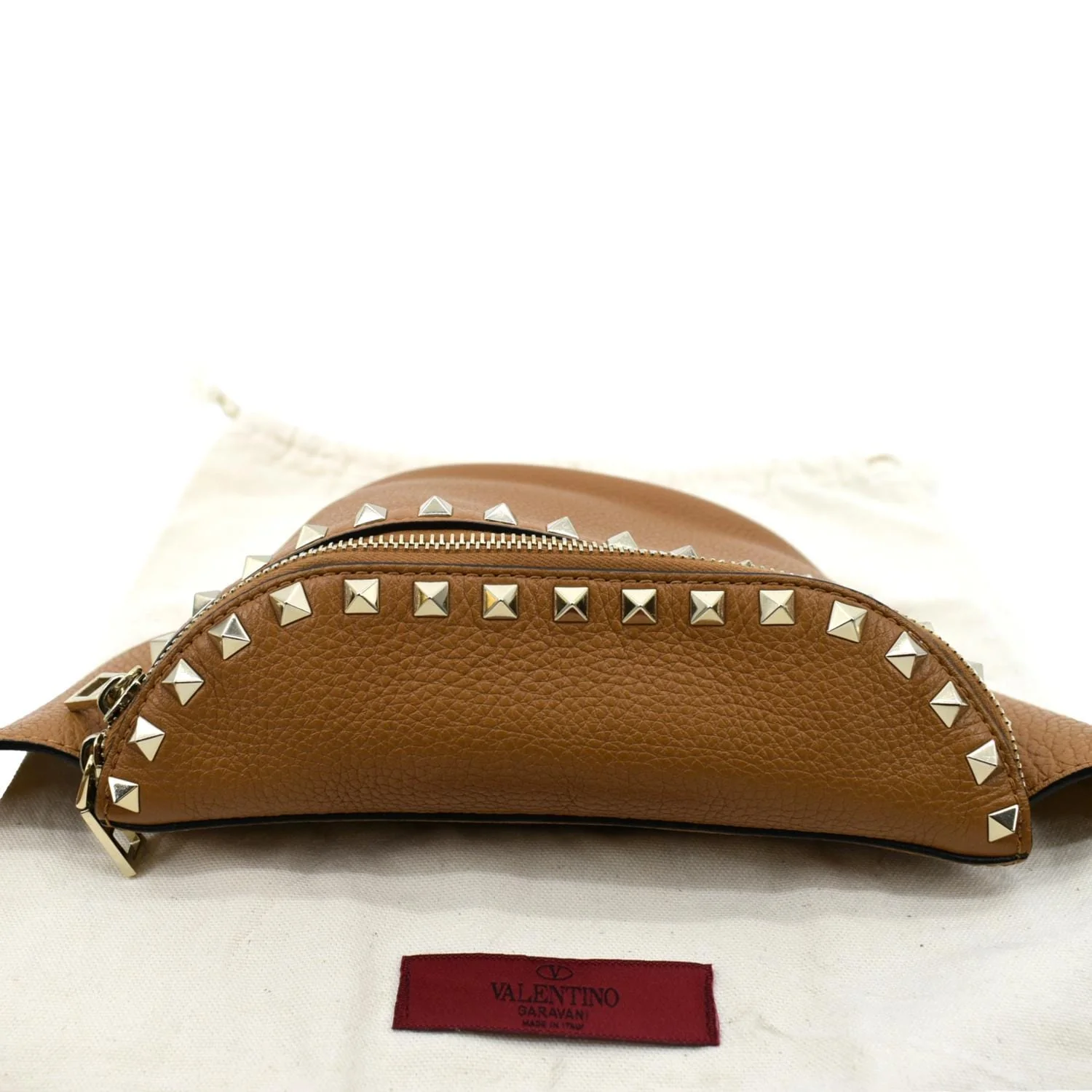 VALENTINO Spike Leather Belt Bag Camel - Image 5