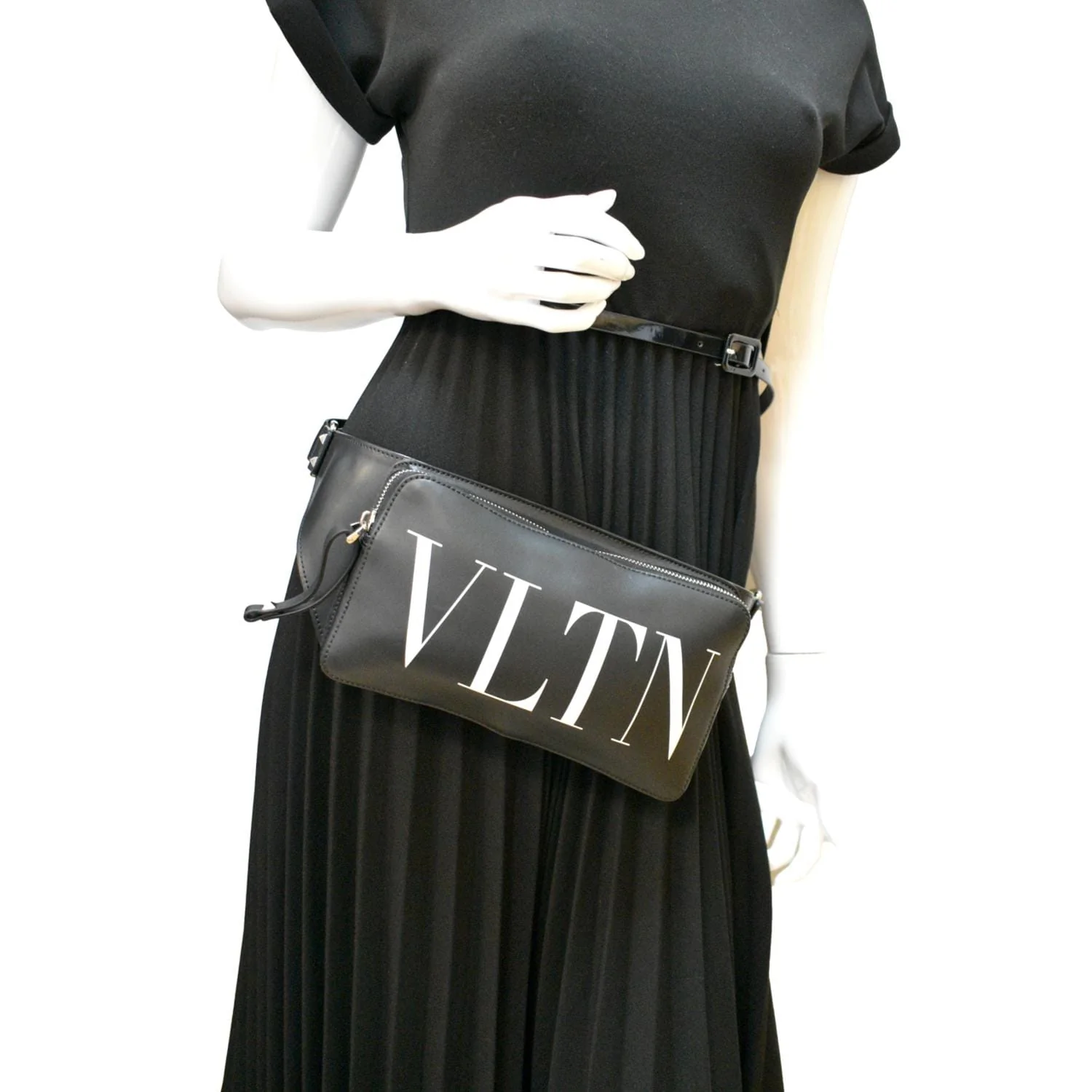 VALENTINO Garavani VLTN Calfskin Leather Belt Bag Black - Image 2
