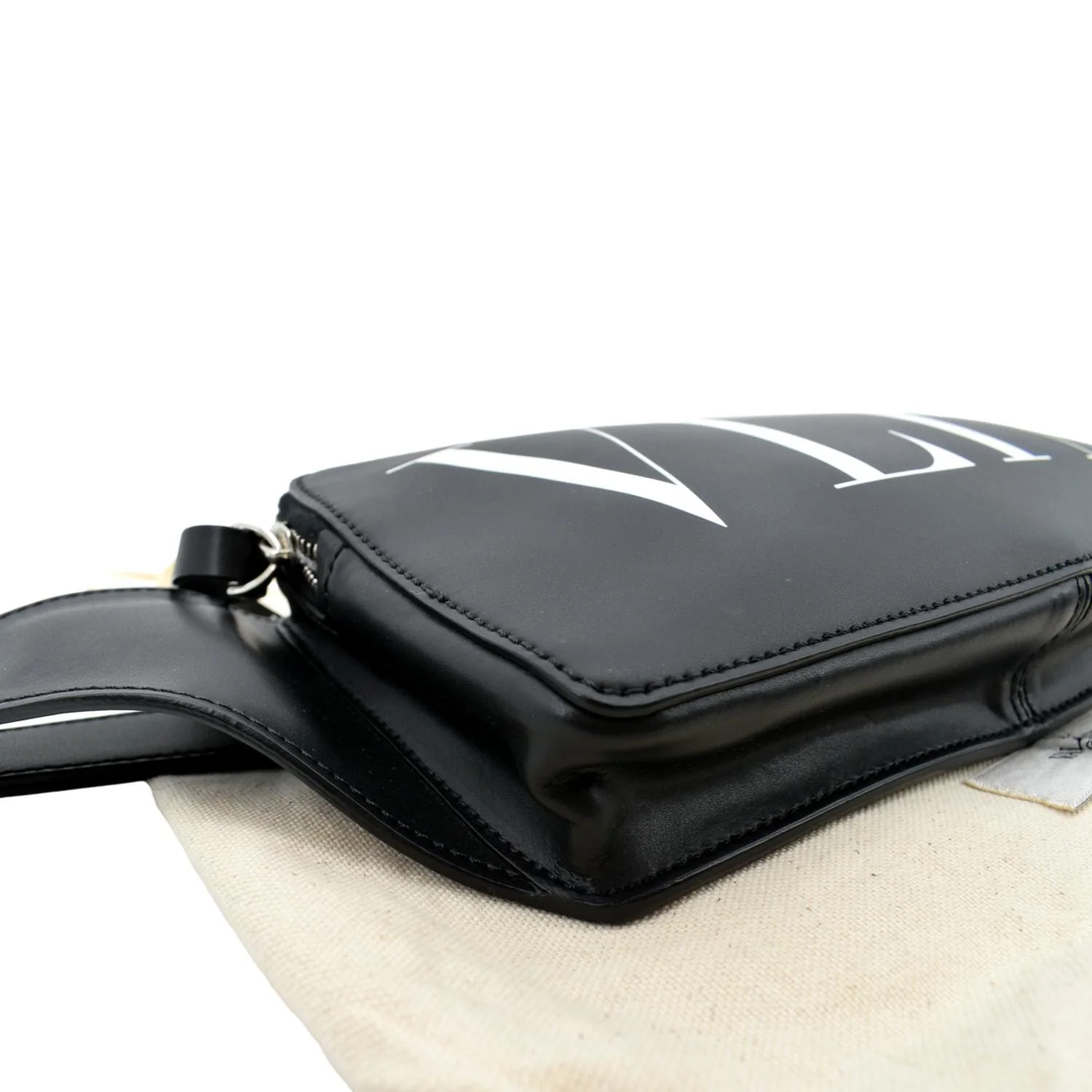 VALENTINO Garavani VLTN Calfskin Leather Belt Bag Black - Image 7