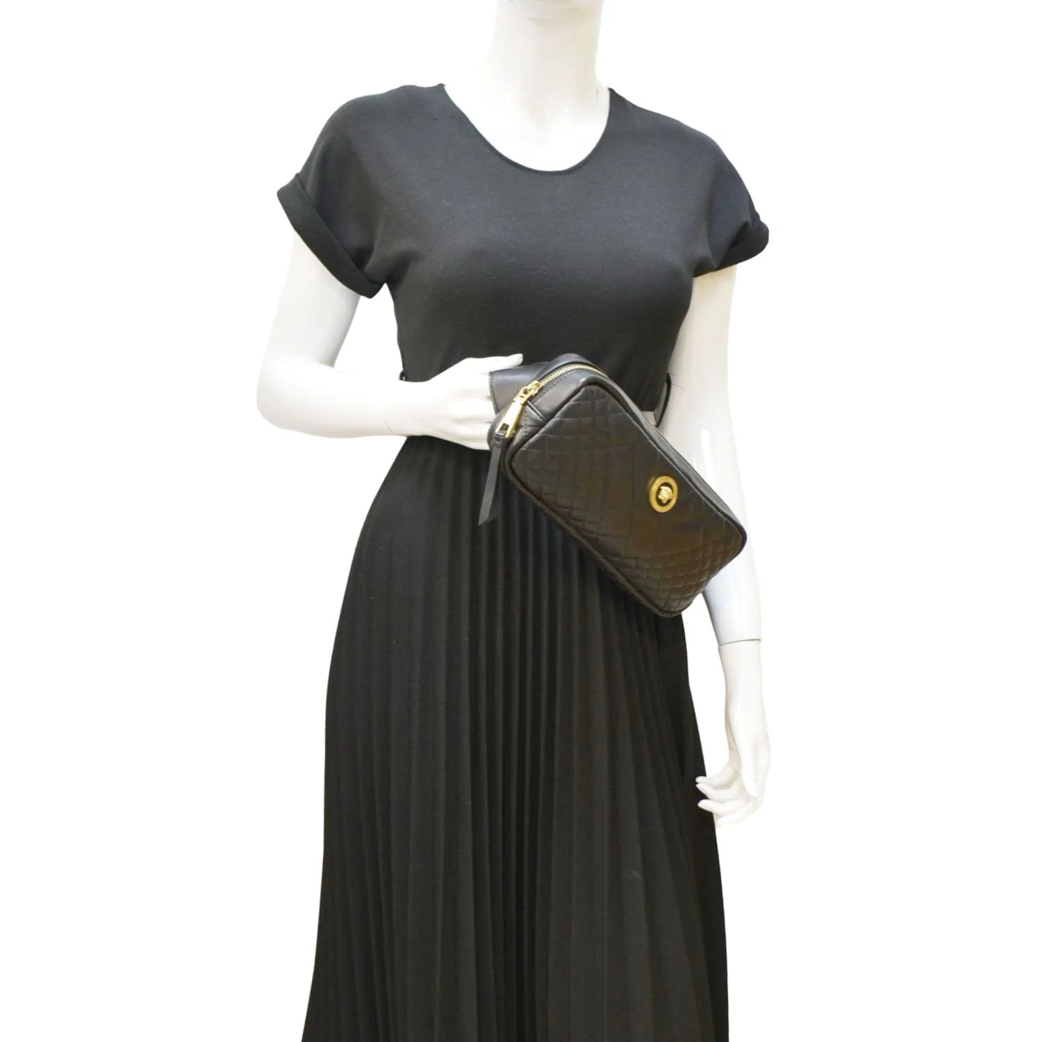 VERSACE Medusa Quilted Leather Belt Bag Black - Image 2