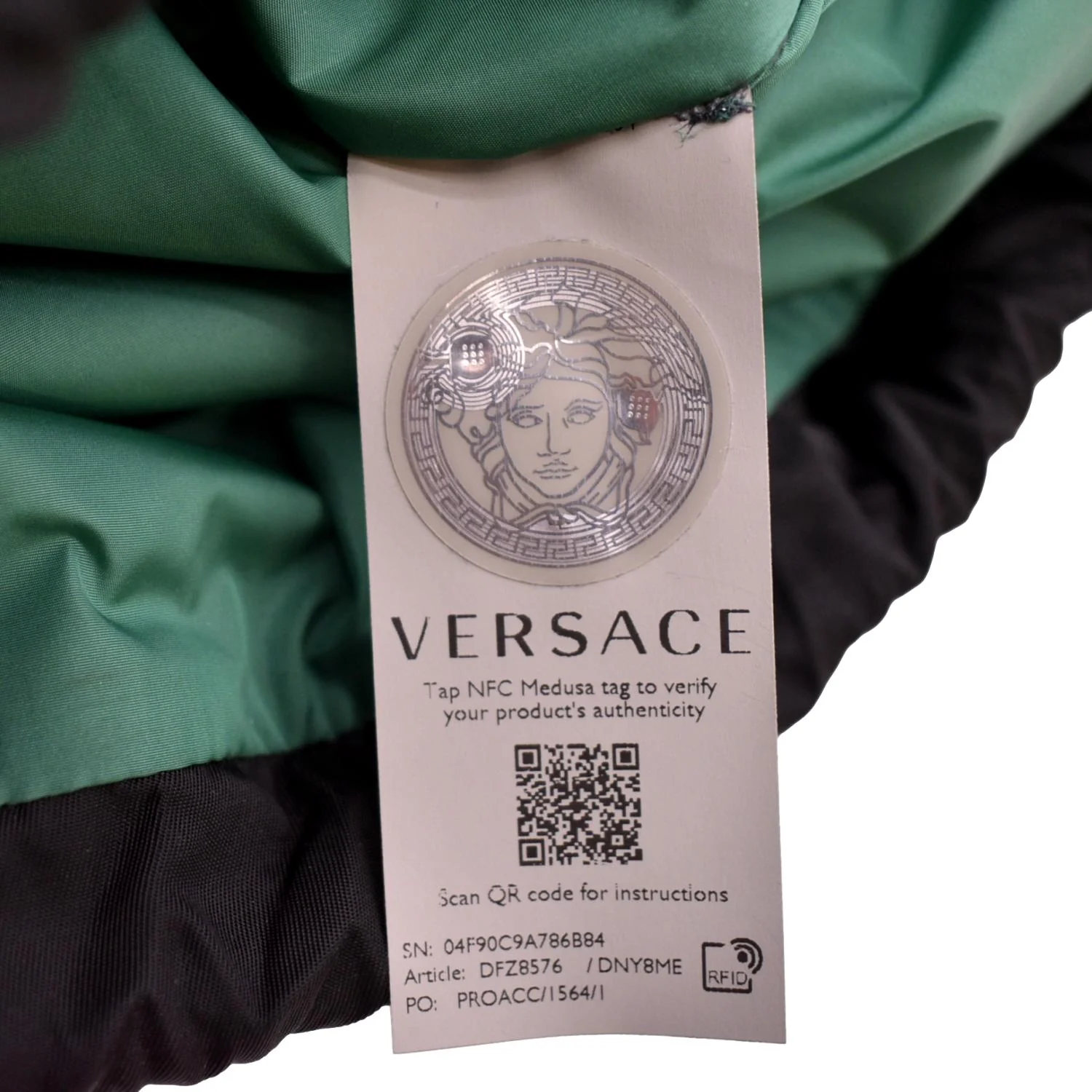 VERSACE La Medusa Drawstring Nylon Backpack Bag Black - Image 12