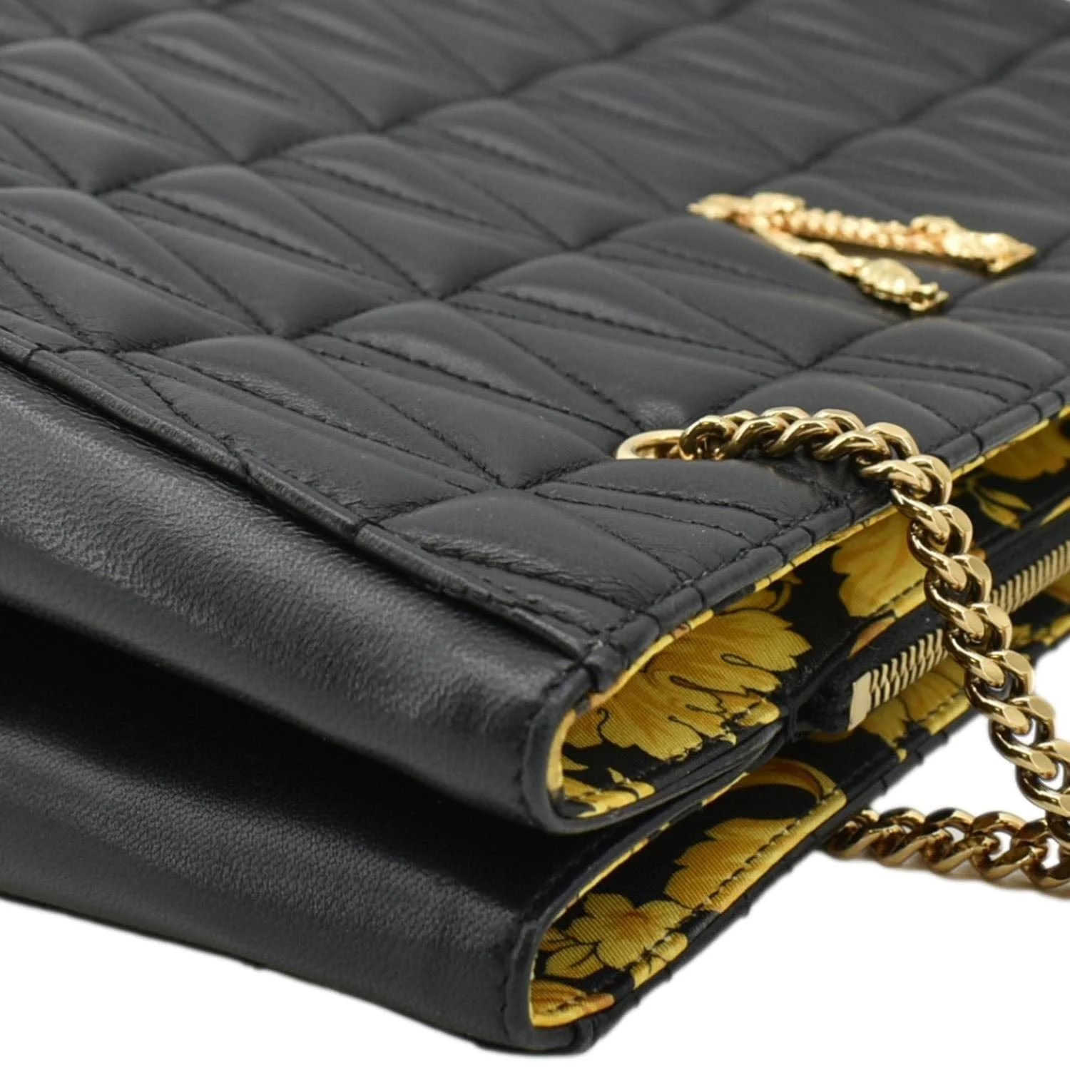 VERSACE First Line Virtus Medium Quilted Leather Tote Bag Black - Image 6