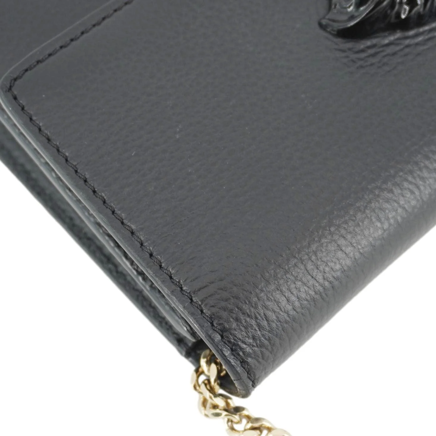 VERSACE Medusa Evening Grained Calfskin Clutch Crossbody Bag Black - Image 4