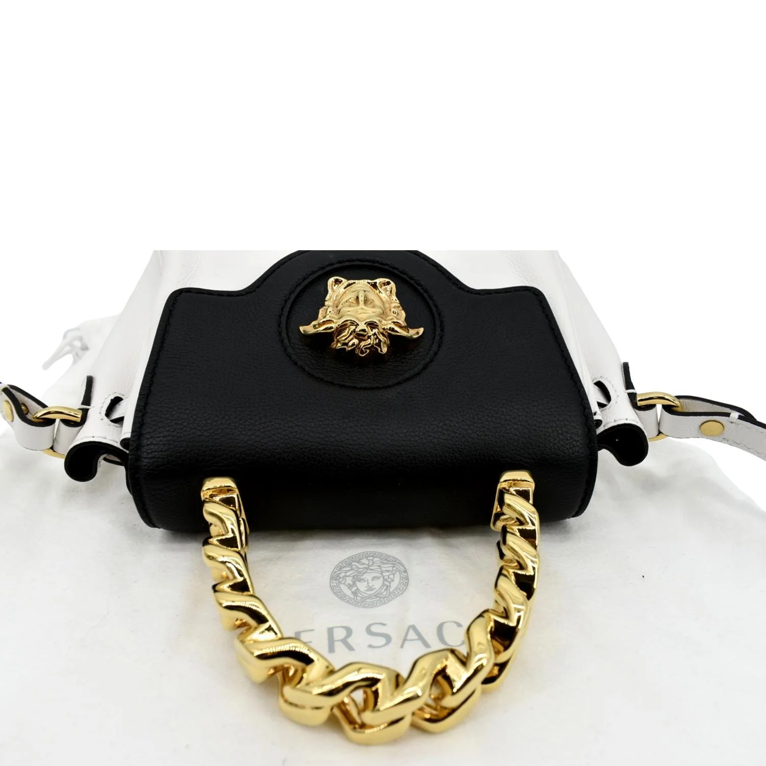 VERSACE La Medusa Leather Top Handle Shoulder Bag White - Image 5