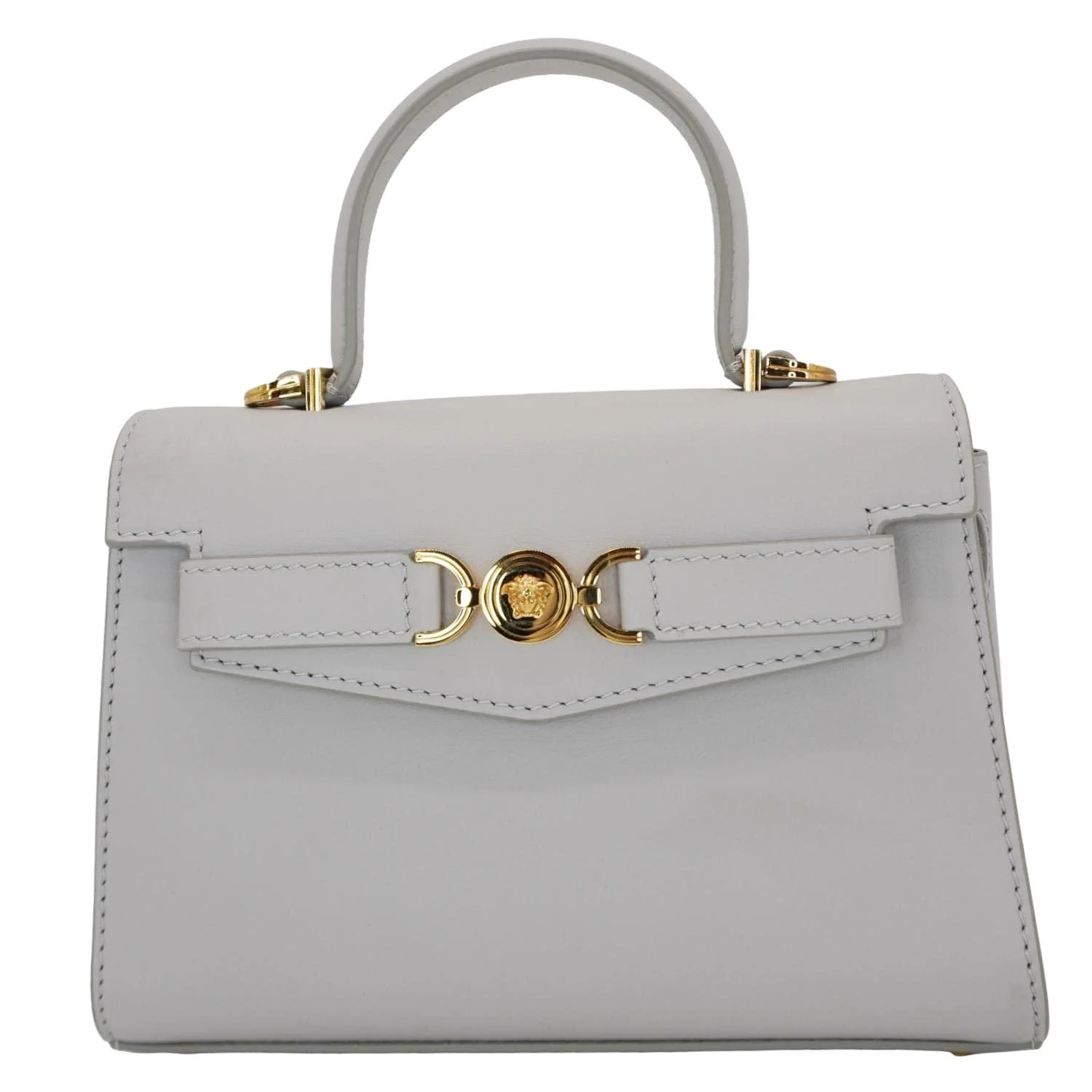 VERSACE Medusa 95 Leather Top Handle Shoulder Bag Gray - Image 4