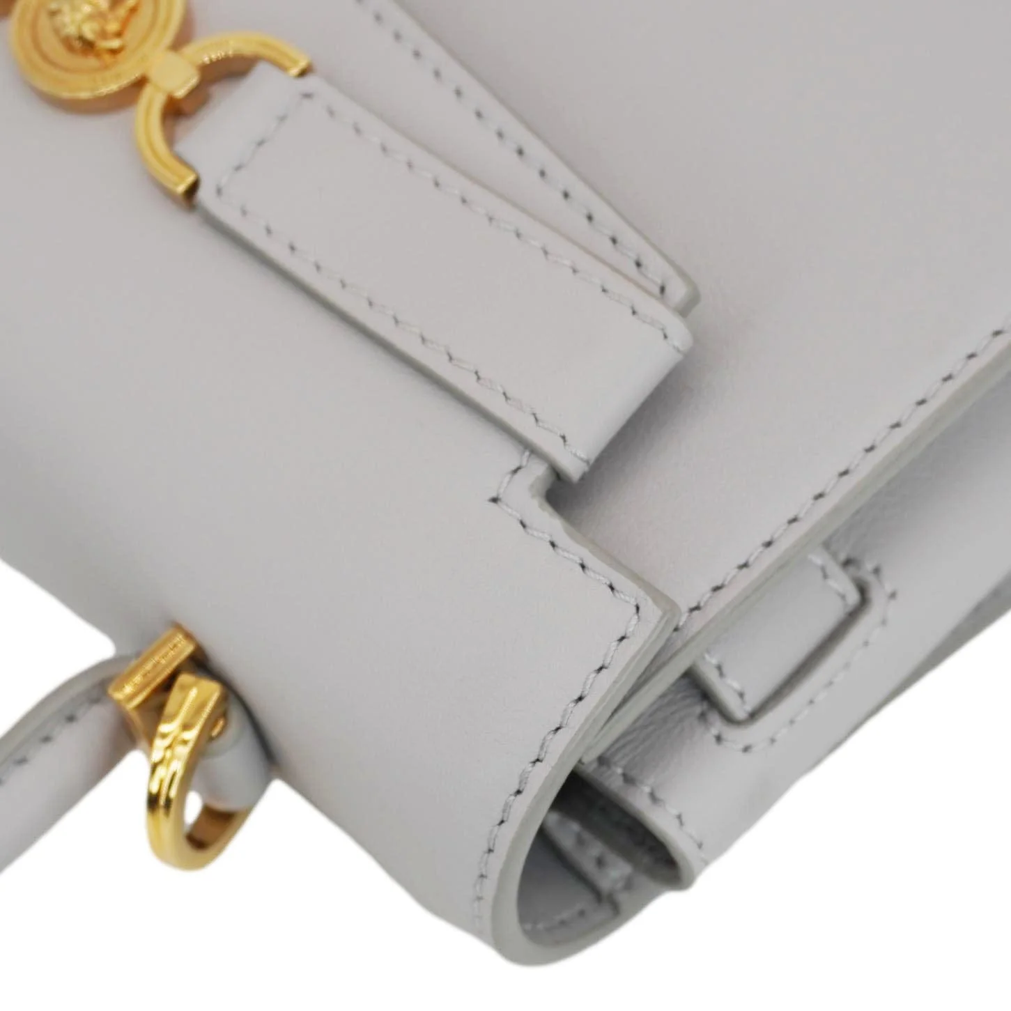 VERSACE Medusa 95 Leather Top Handle Shoulder Bag Gray - Image 8