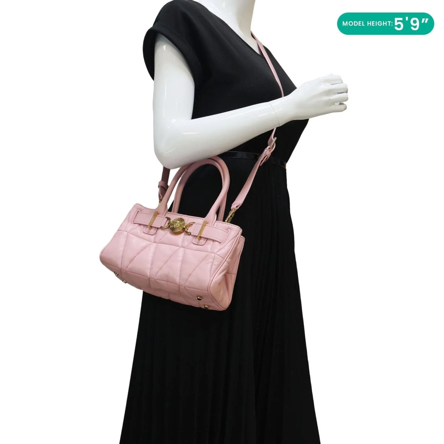 VERSACE Medusa '95 Quilted Leather Tote Bag Pink - Image 2
