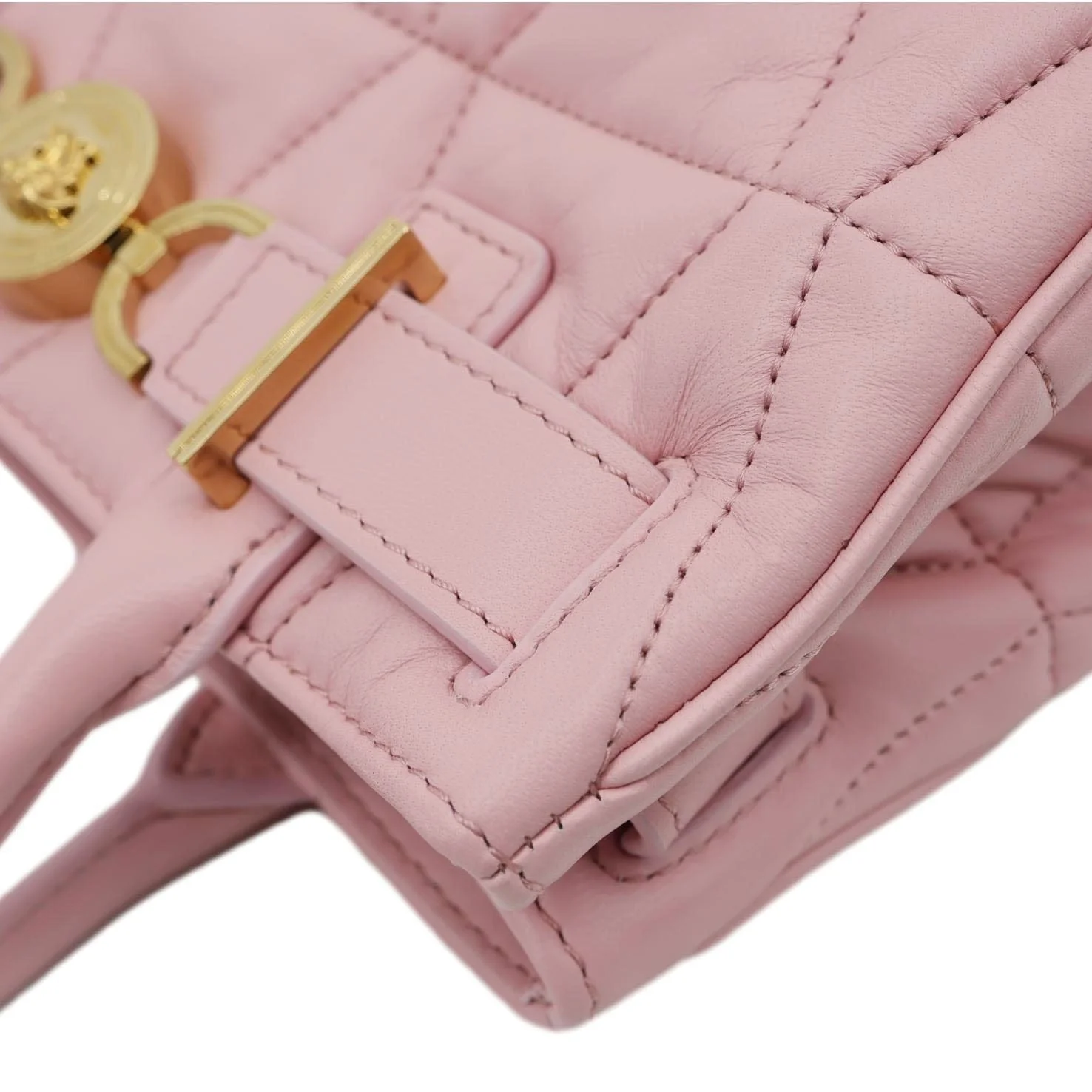 VERSACE Medusa '95 Quilted Leather Tote Bag Pink - Image 8