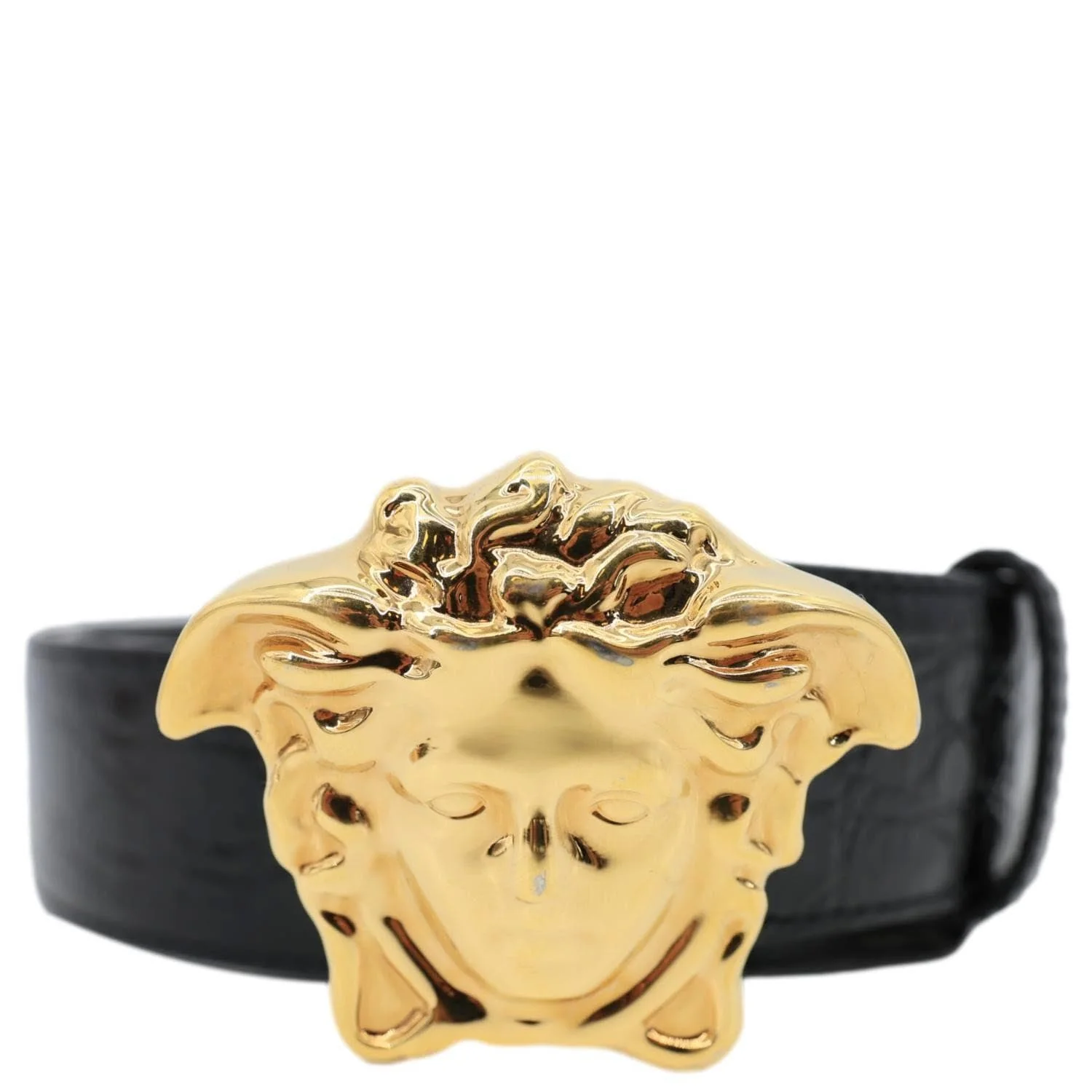 VERSACE La Medusa Buckle Calf Leather Belt Black Size 110/44 - Image 3