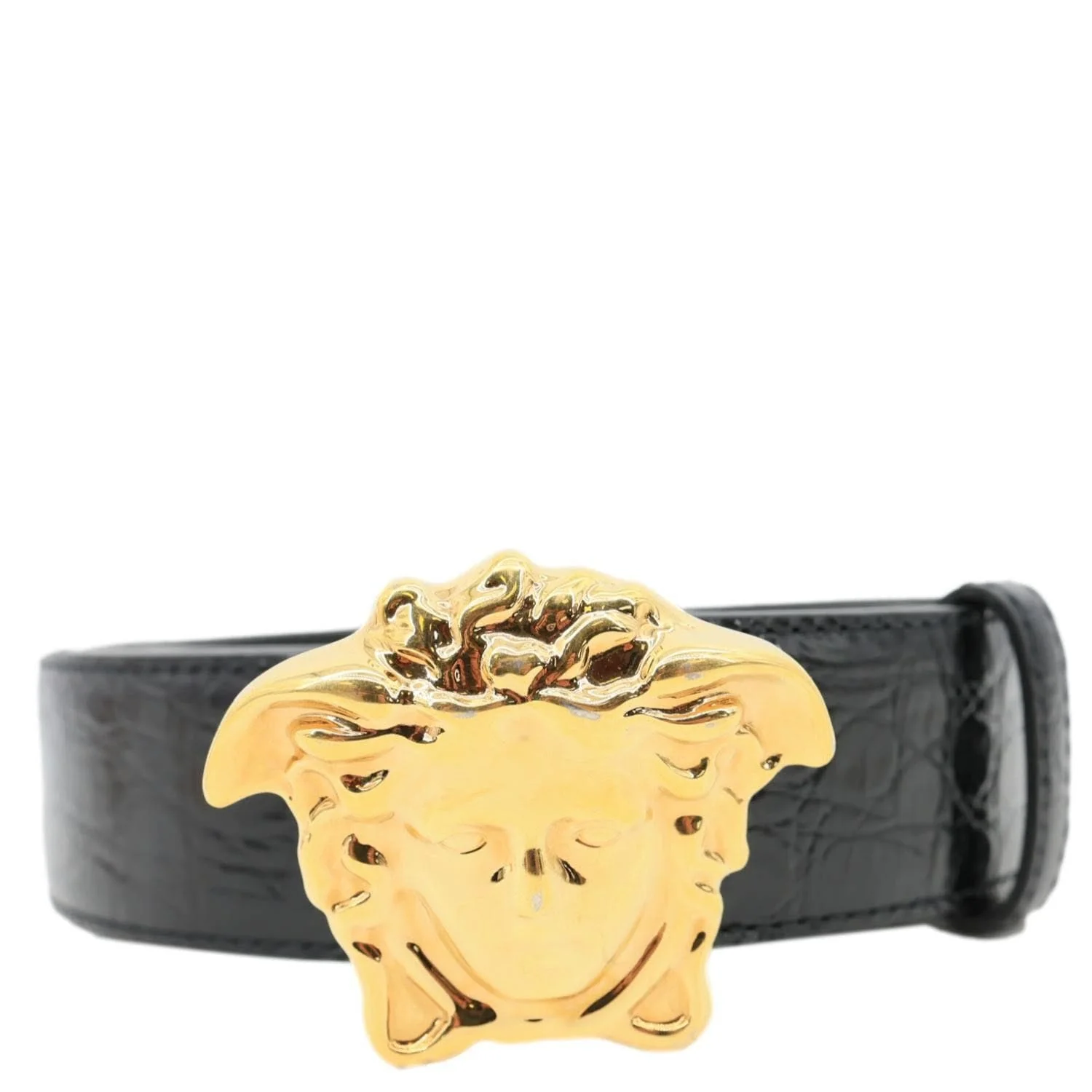 VERSACE La Medusa Buckle Calf Leather Belt Black Size 110/44 - Image 4
