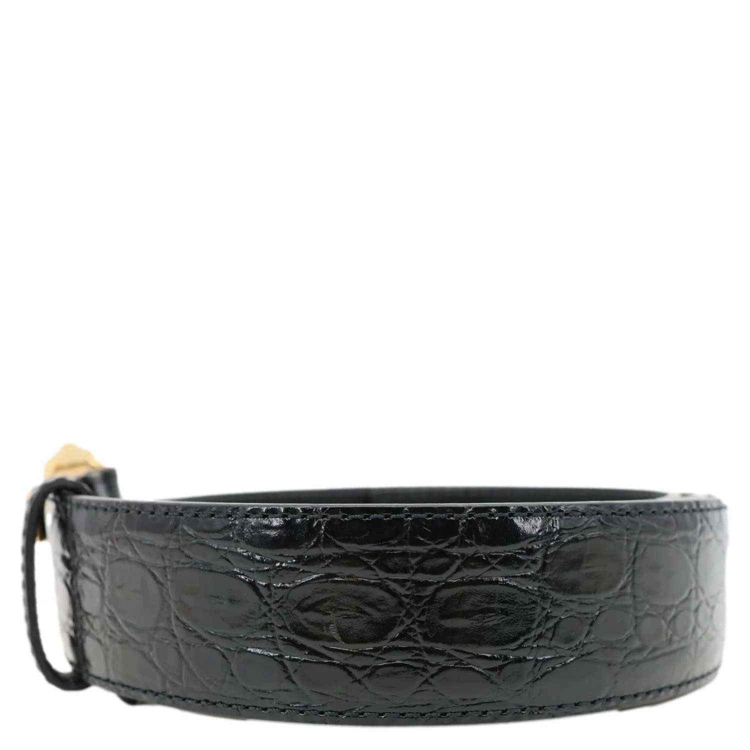 VERSACE La Medusa Buckle Calf Leather Belt Black Size 110/44 - Image 7