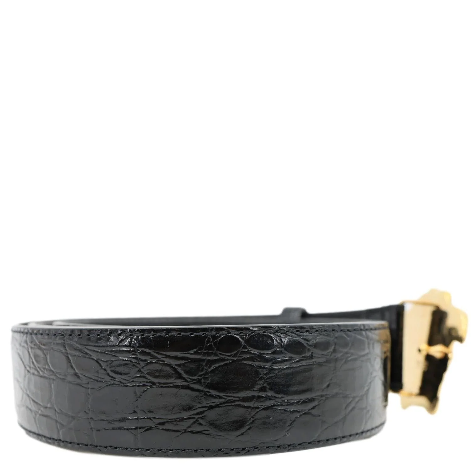 VERSACE La Medusa Buckle Calf Leather Belt Black Size 110/44 - Image 8