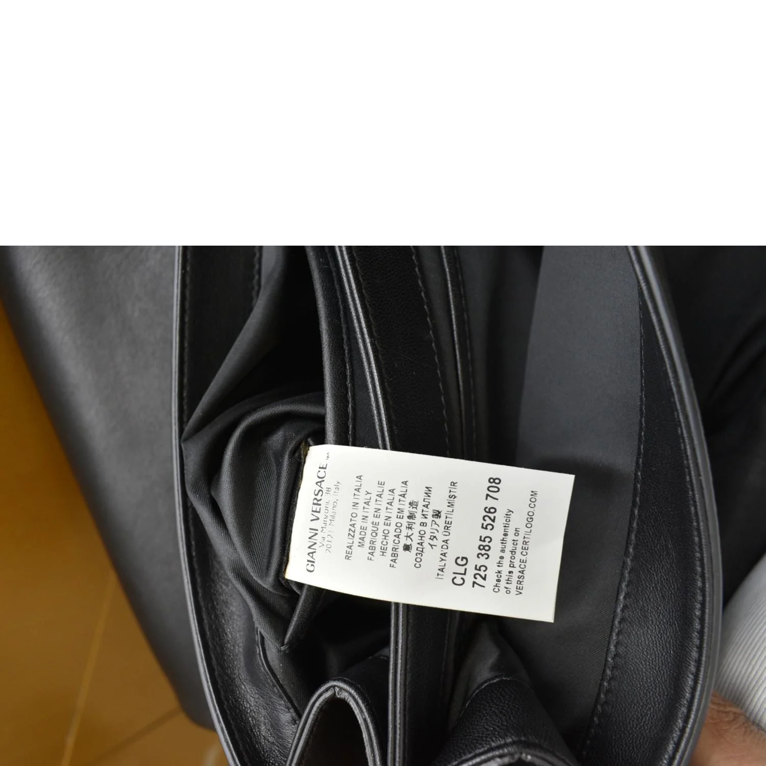 VERSACE Medusa Calfskin Leather Chain Clutch Bag Black - Image 12