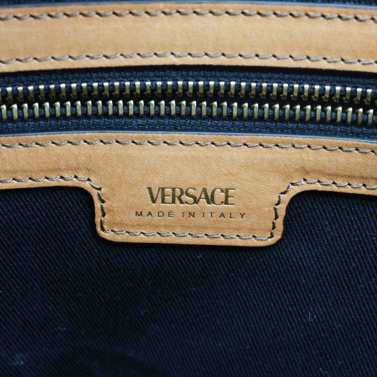 VERSACE La Medusa Denim Tote Bag Blue - Image 13