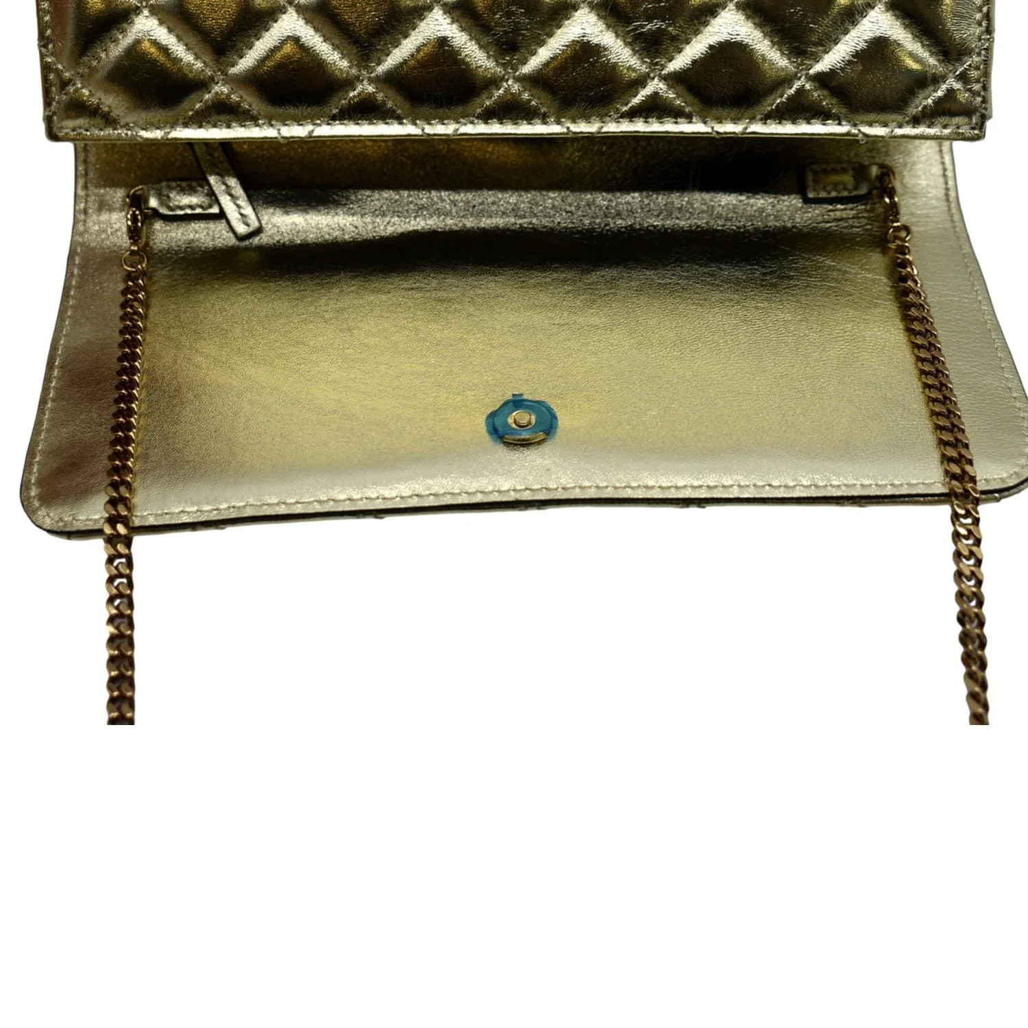 VERSACE Medusa Wallet On Chain Metallic Leather Crossbody Bag Gold - Image 11