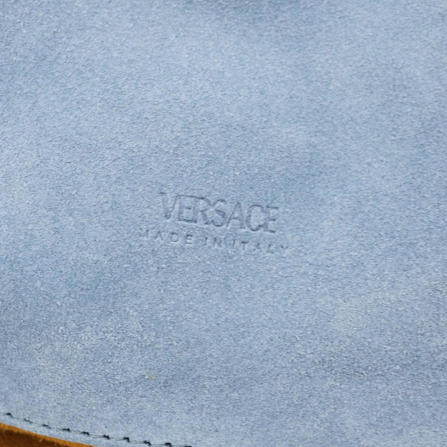 VERSACE Protea Suede Shoulder Bag Blue - Image 10