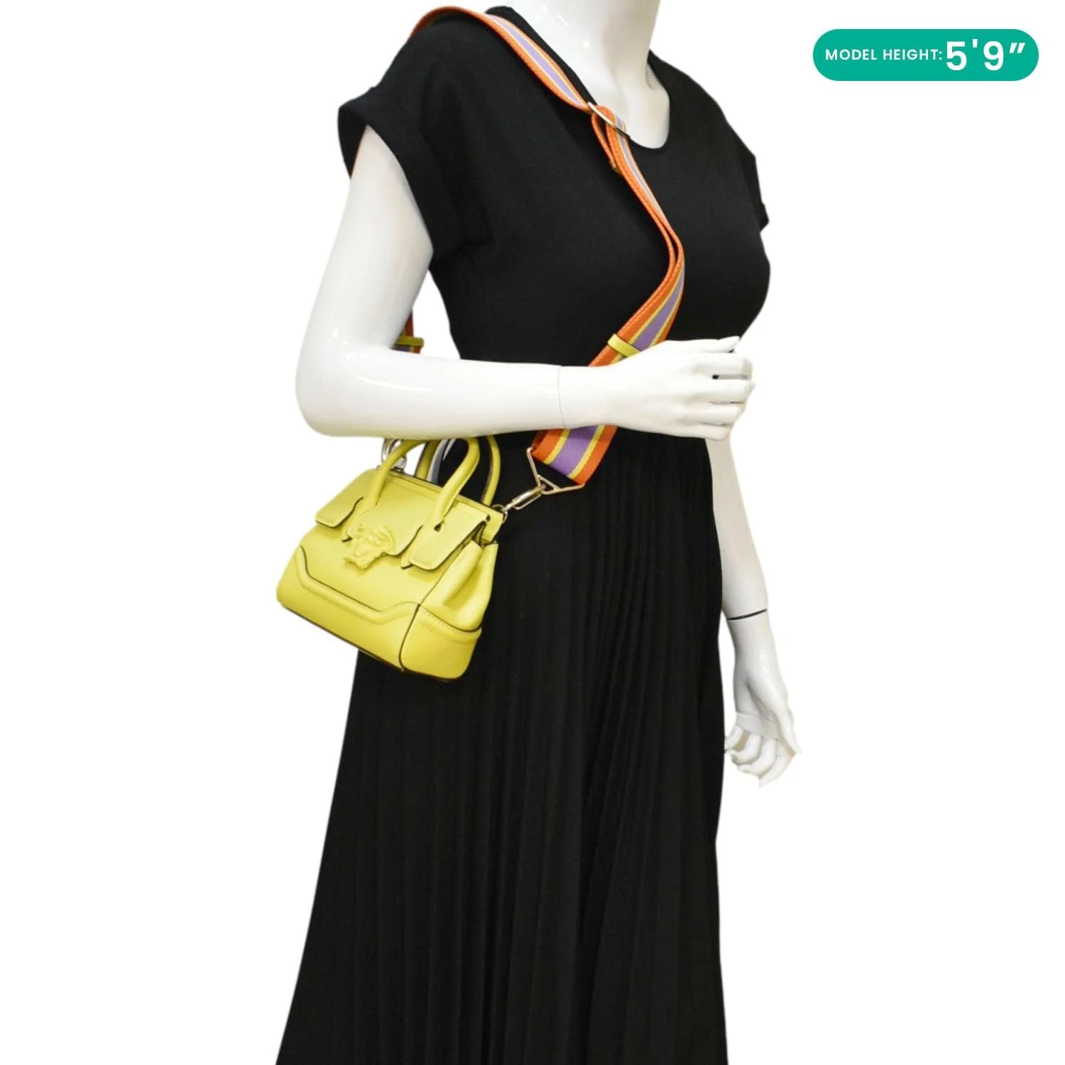VERSACE Empire Palazzo Small Leather Shoulder Bag Yellow - Image 2