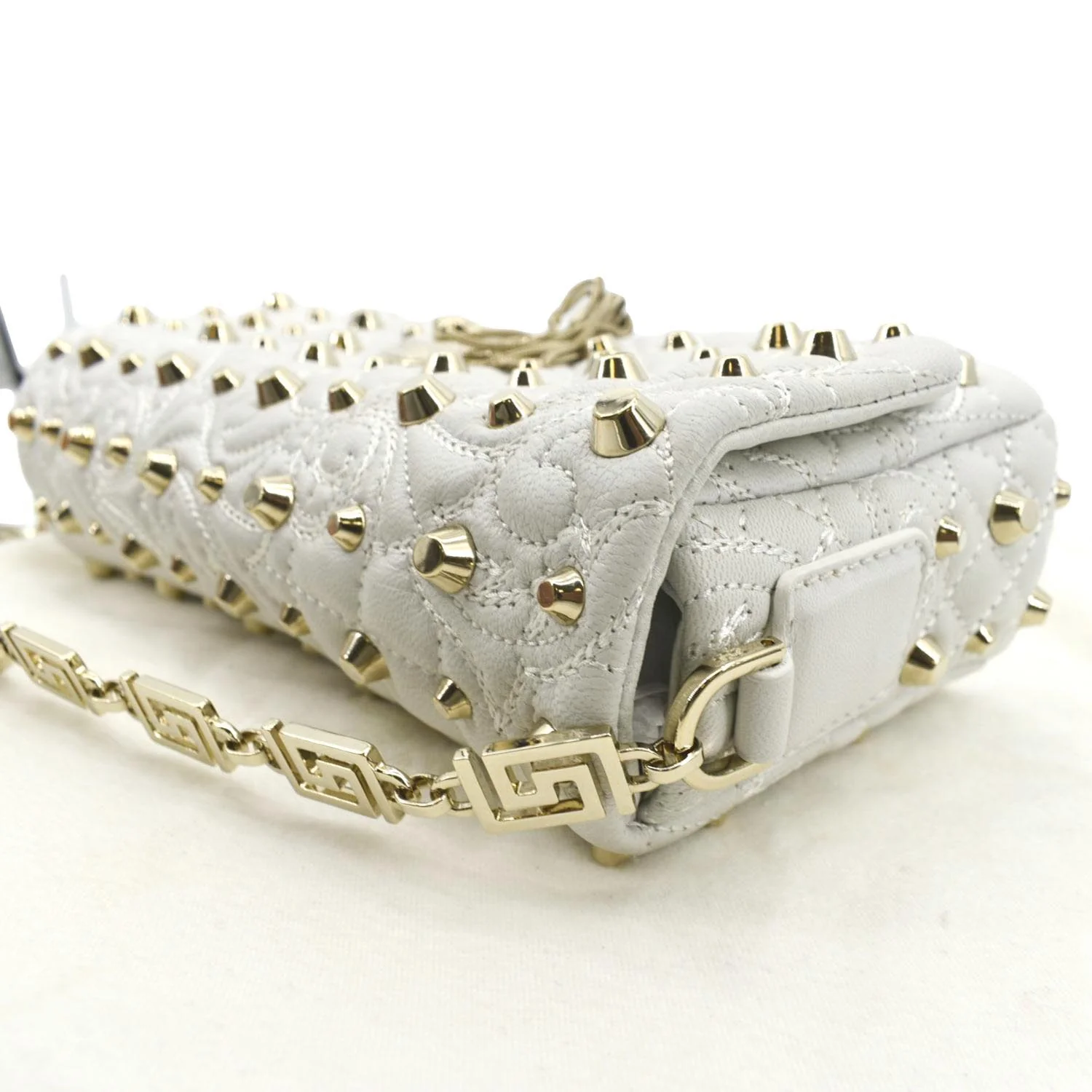 VERSACE Vanitas Medusa Tassel Leather Studded Shoulder Bag White - Image 7