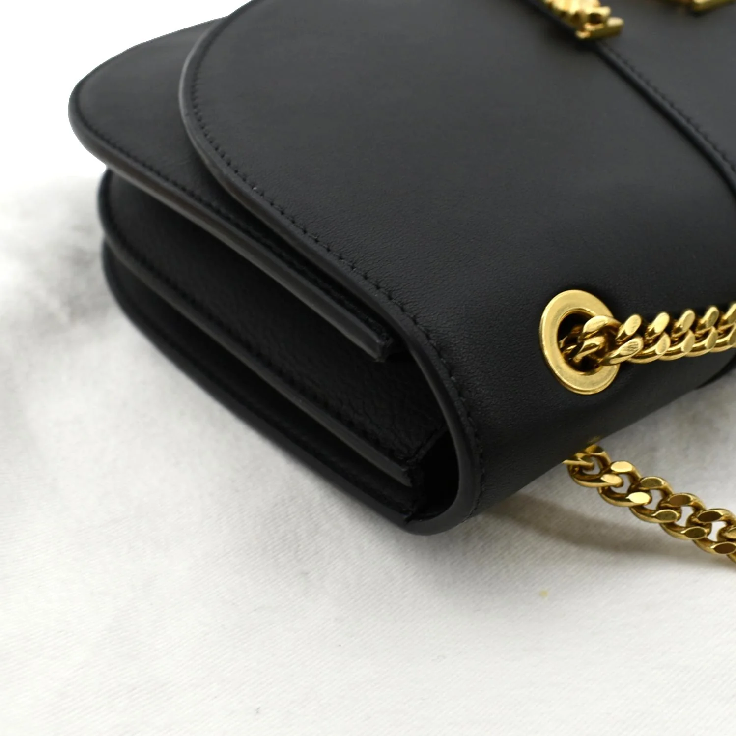 VERSACE Virtus Leather Chain Shoulder Bag Black - Image 6