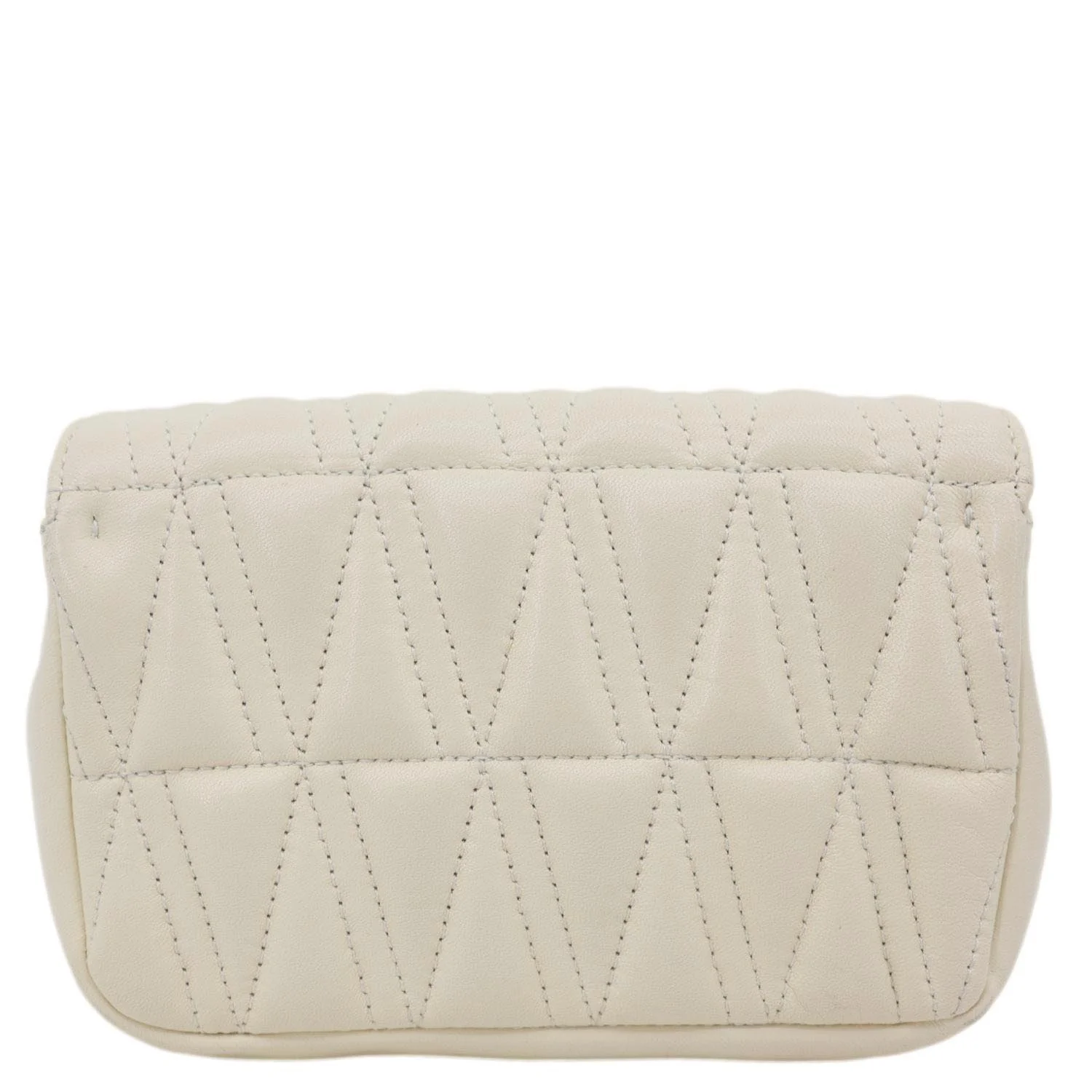 VERSACE Virtus Flap Mini Quilted Leather Chain Crossbody Bag Off White - Image 4