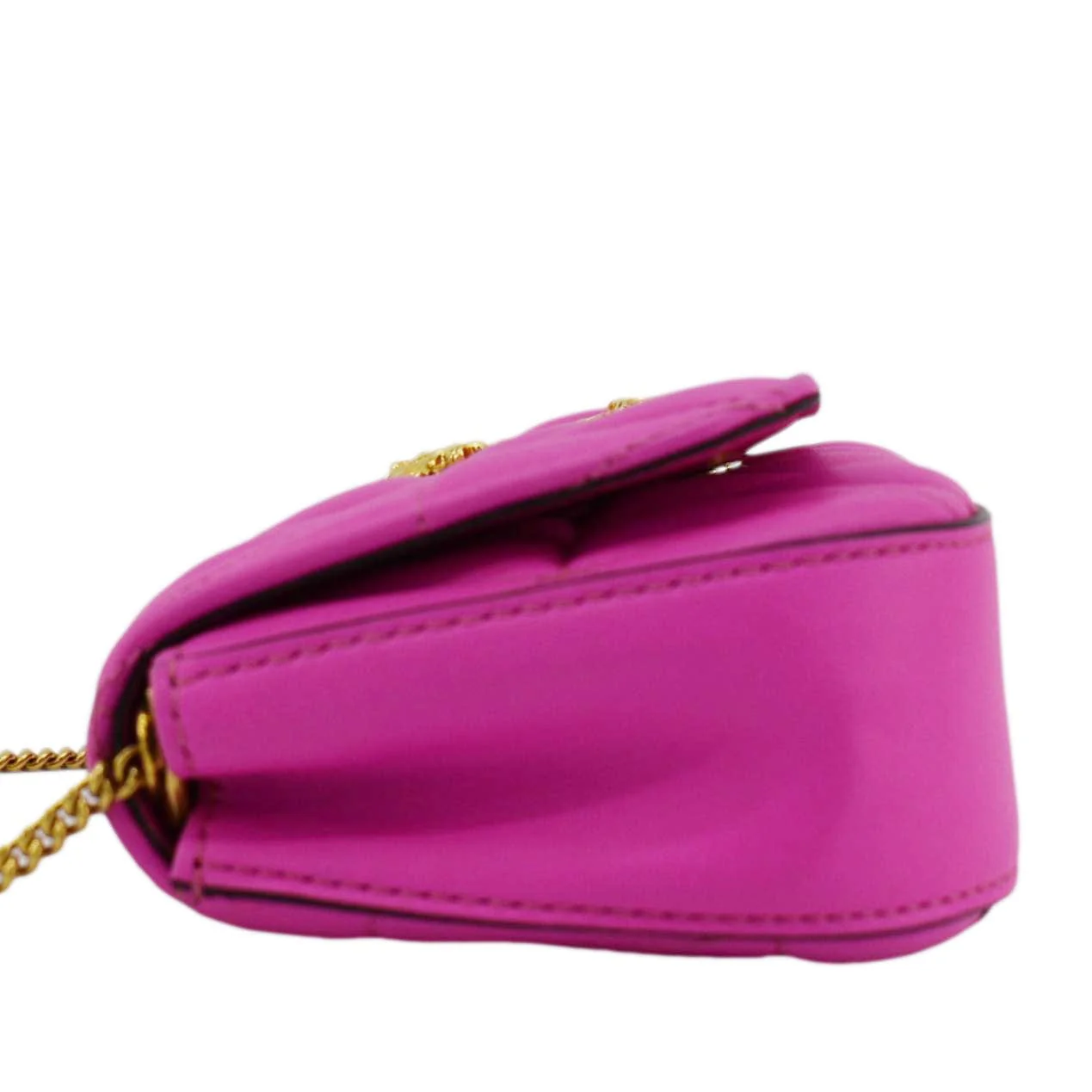 VERSACE Virtus Quilted Leather Chain Crossbody Bag Shock Pink - Image 10