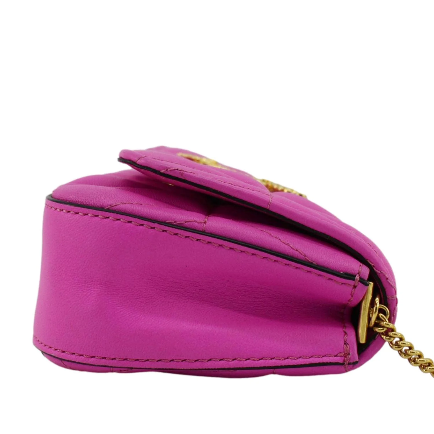 VERSACE Virtus Quilted Leather Chain Crossbody Bag Shock Pink - Image 11