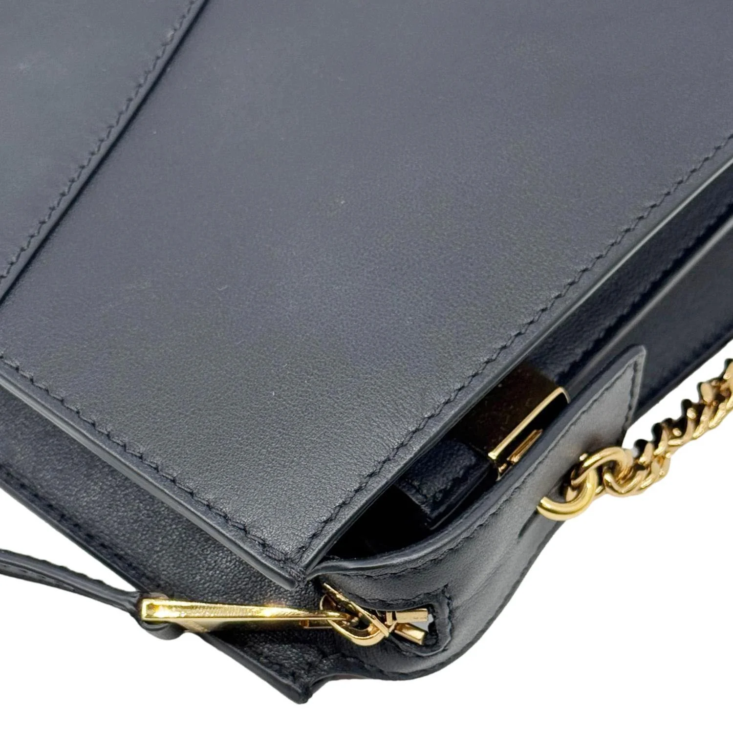 VERSACE Virtus Zip Small Leather Chain Shoulder Bag Black - Image 8