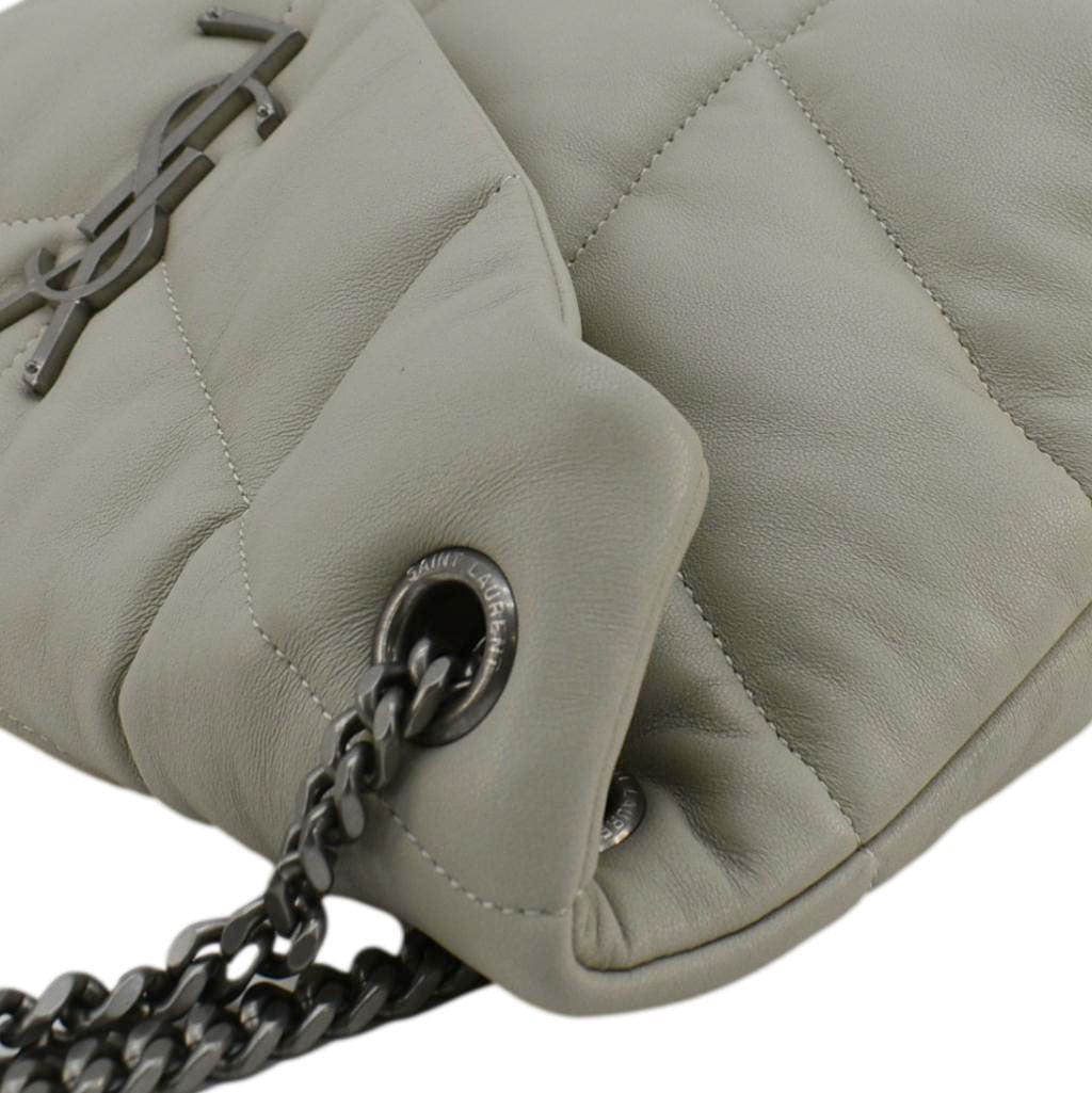 YVES SAINT LAURENT Loulou Puffer Quilted Leather Shoulder Bag Light Grey - Image 5