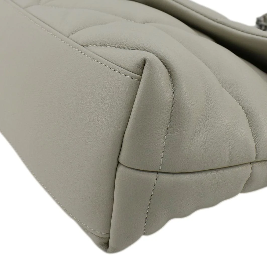 YVES SAINT LAURENT Loulou Puffer Quilted Leather Shoulder Bag Light Grey - Image 8