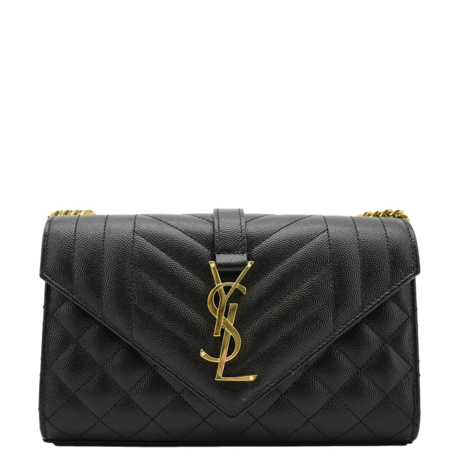 YVES SAINT LAURENT Envelope Leather Chain Crossbody Bag Small Black - Image 4