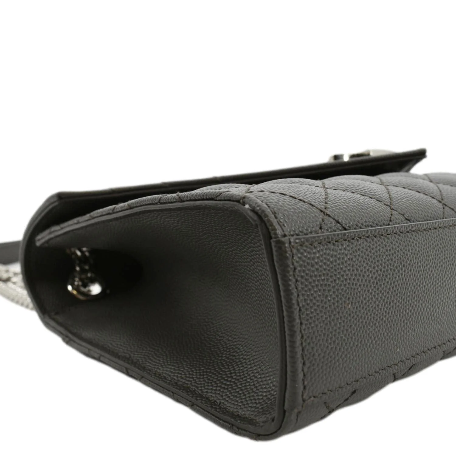 YVES SAINT LAURENT Envelope Chain Medium Mix Matelassé Leather Crossbody Bag Grey - Image 7