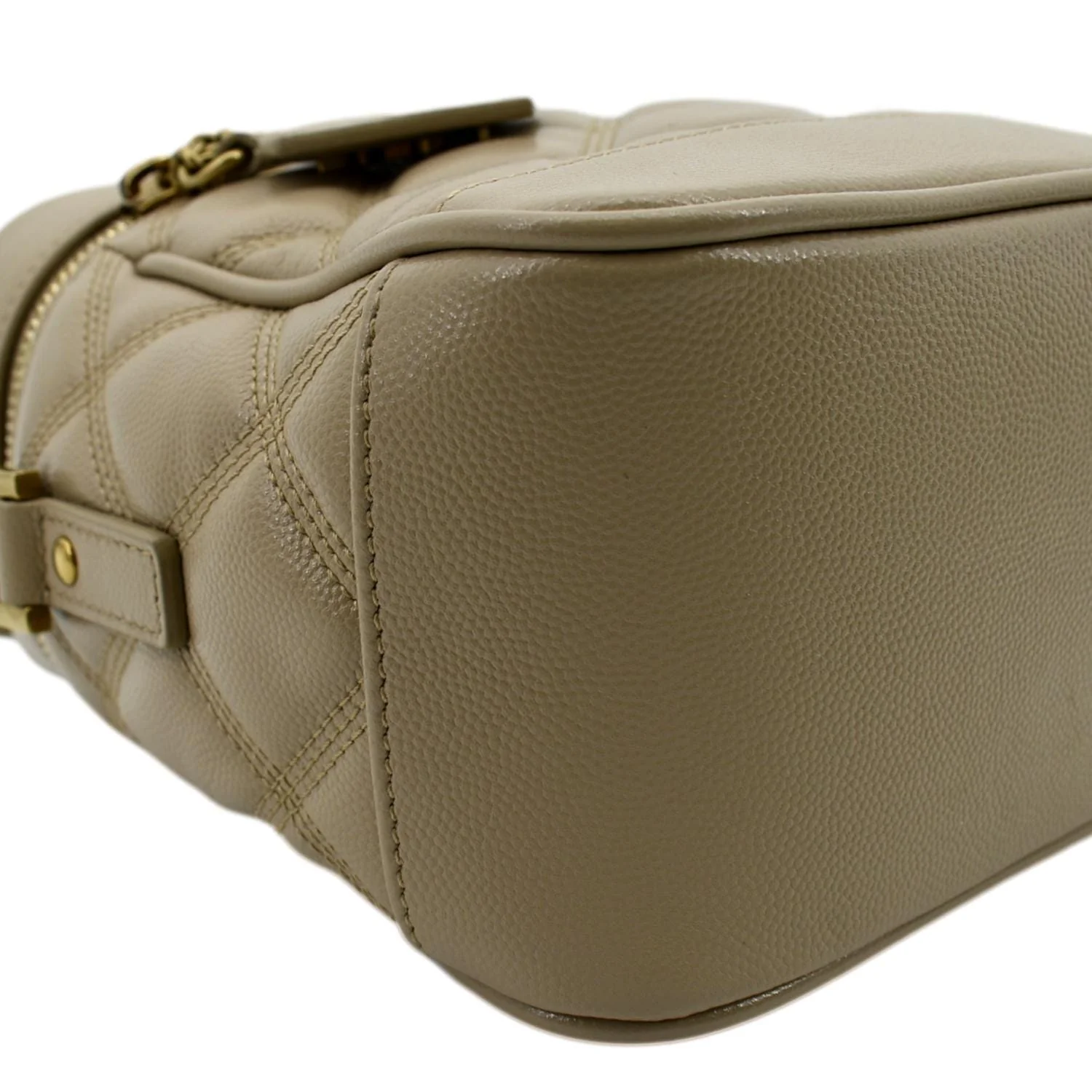 YVES SAINT LAURE 80s Quilted Grain Leather Vanity Case Beige - Image 9